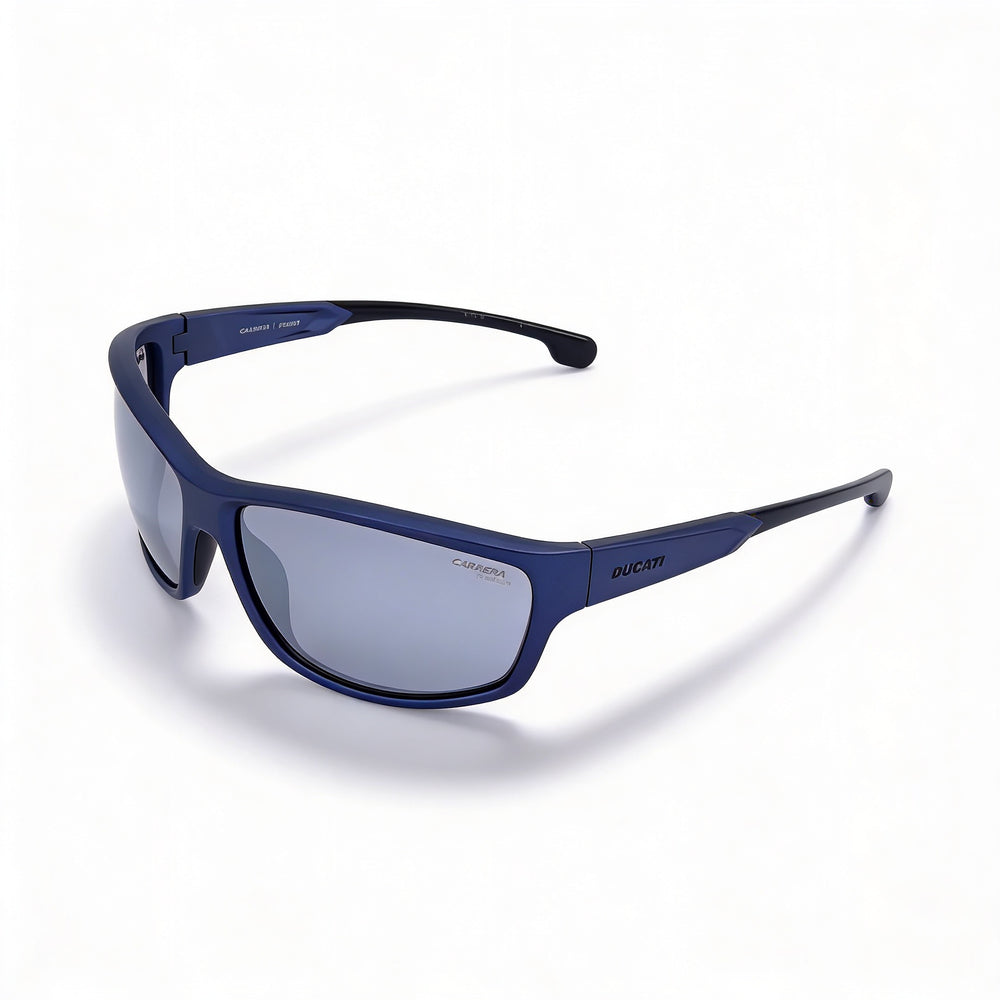 Gafas de sol Carrera Casual para hombre con montura de poliamida metalizada azul, protección UV y lentes no polarizadas, 68 mm