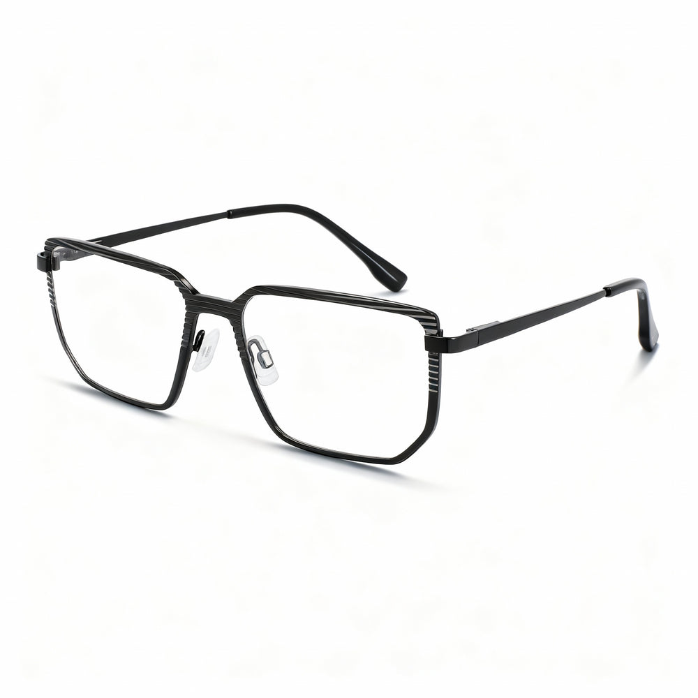 MCALLISTER Mc4531 Men’s Black Metal Rectangle Optical Eyeglasses with Polarized Clear Lenses 55-17-145