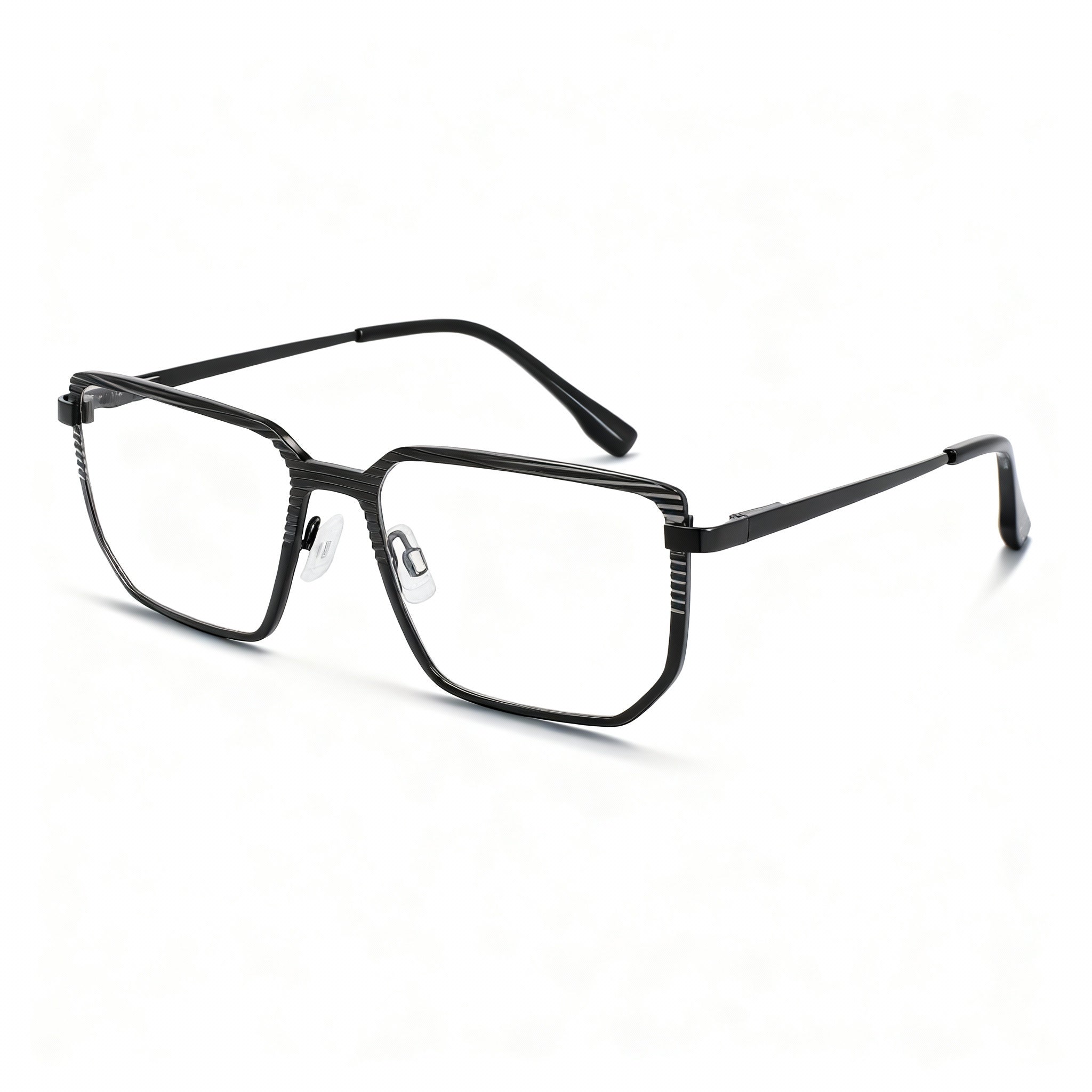MCALLISTER Mc4531 Men’s Black Metal Rectangle Optical Eyeglasses with Polarized Clear Lenses 55-17-145