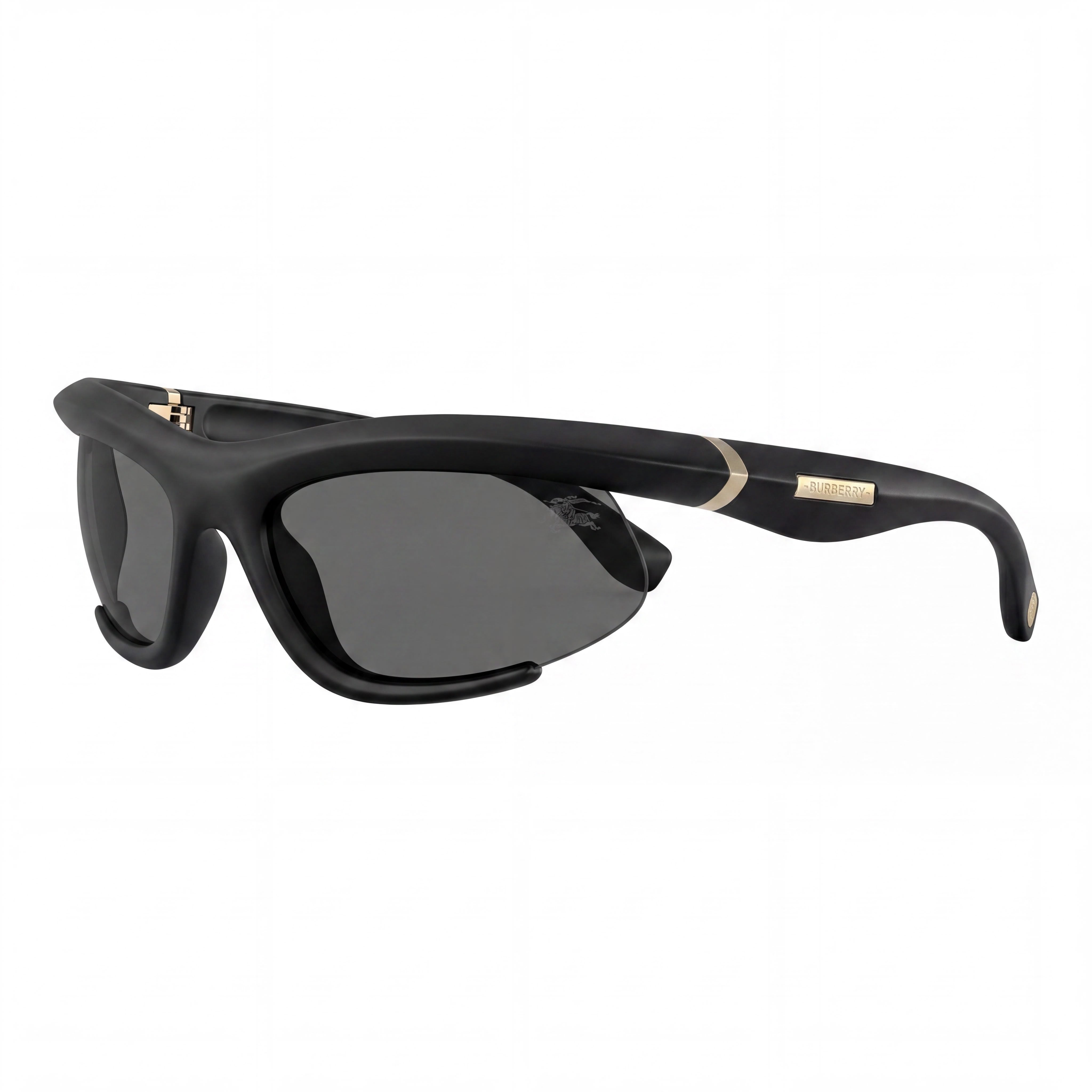 BURBERRY BE4462 Women's Irregular Plastic Rubber Black Dark Grey 100% UV Sunglasses 64mm Lens, 20mm Bridge, 125mm Temple, Photo 1