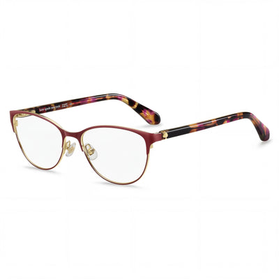 kate spade new york Hadlee Women's Cat Eye Eyeglasses, Stainless Steel Frame, Havana Plum, 52mm