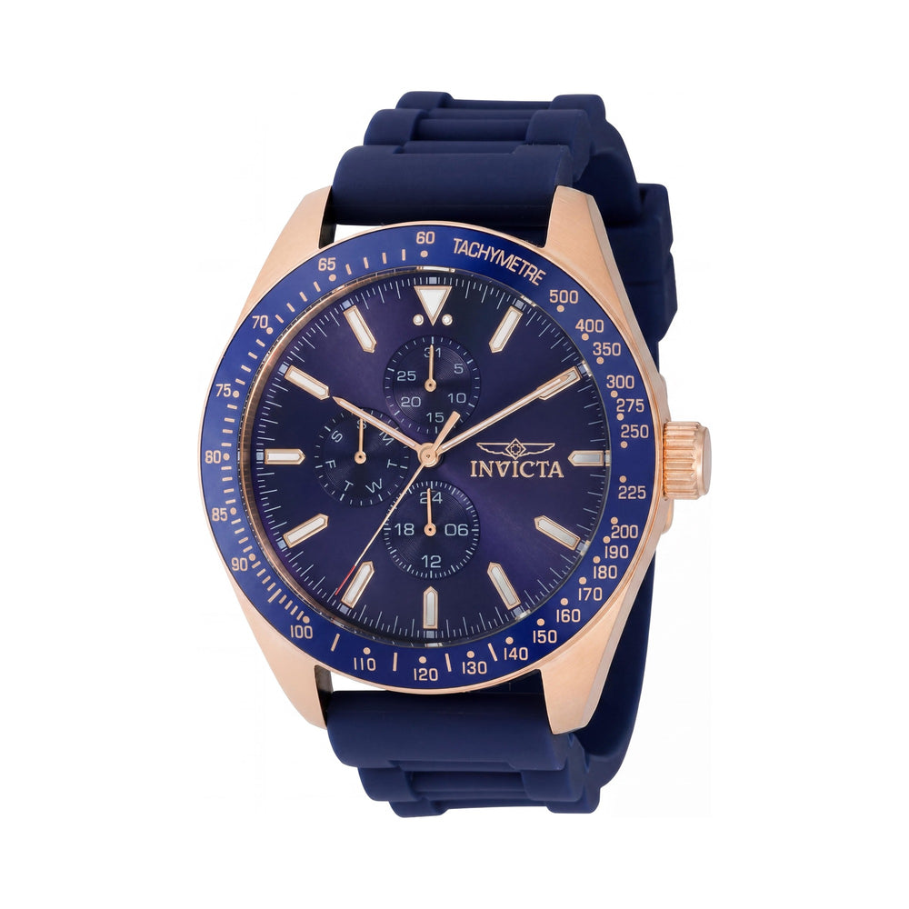 Reloj unisex Invicta 38406 Aviator de cuarzo, 45 mm, acero inoxidable, esfera azul, brilla en la oscuridad, 10 ATM