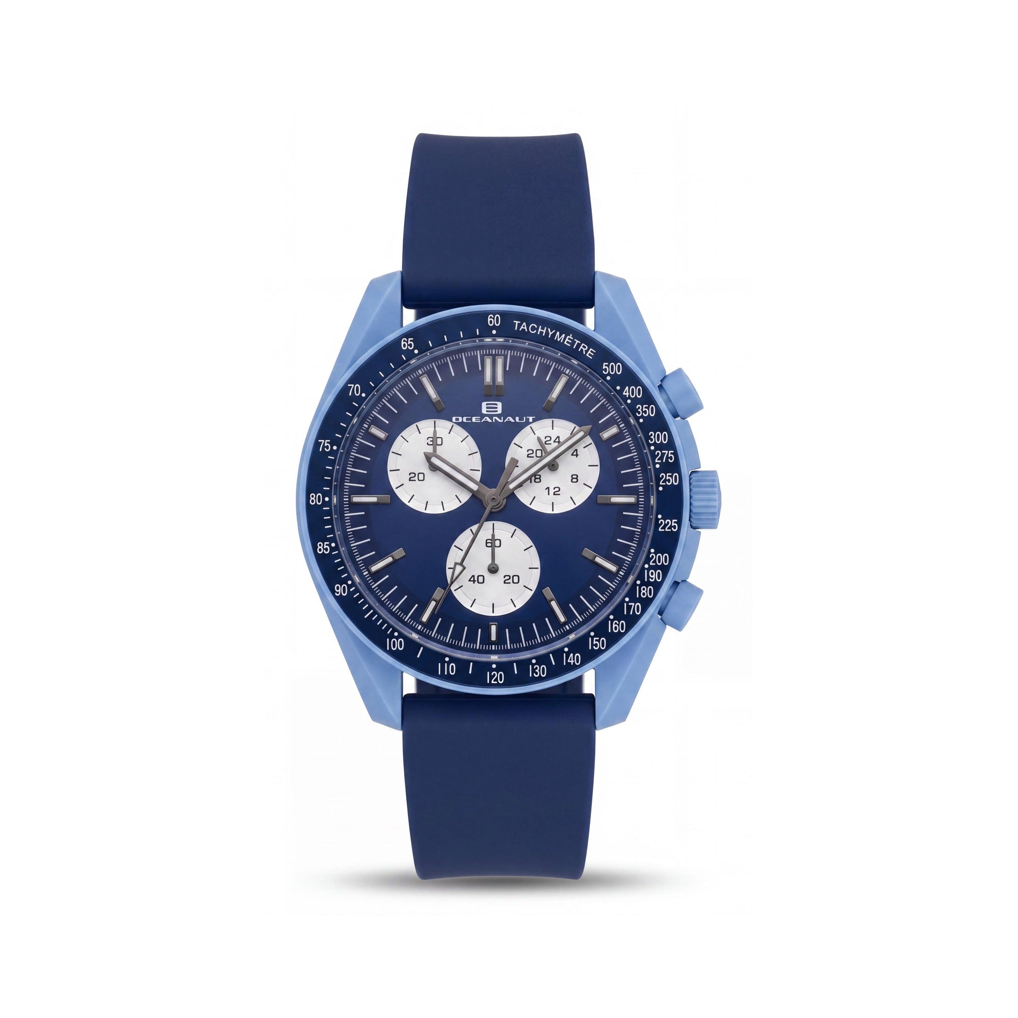 Oceanaut OC7584 Modern Men's Chronograph Watch with Blue Dial, Plastic Case, Leather Strap & 5 ATM Water Resistance, Photo 1