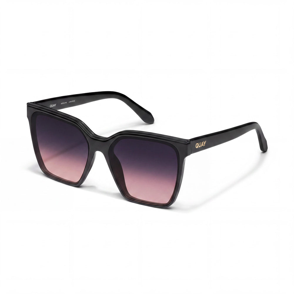 QUAY AUSTRALIA Square Women's Black Pink Plastic Frame UV Protection Sunglasses 60mm