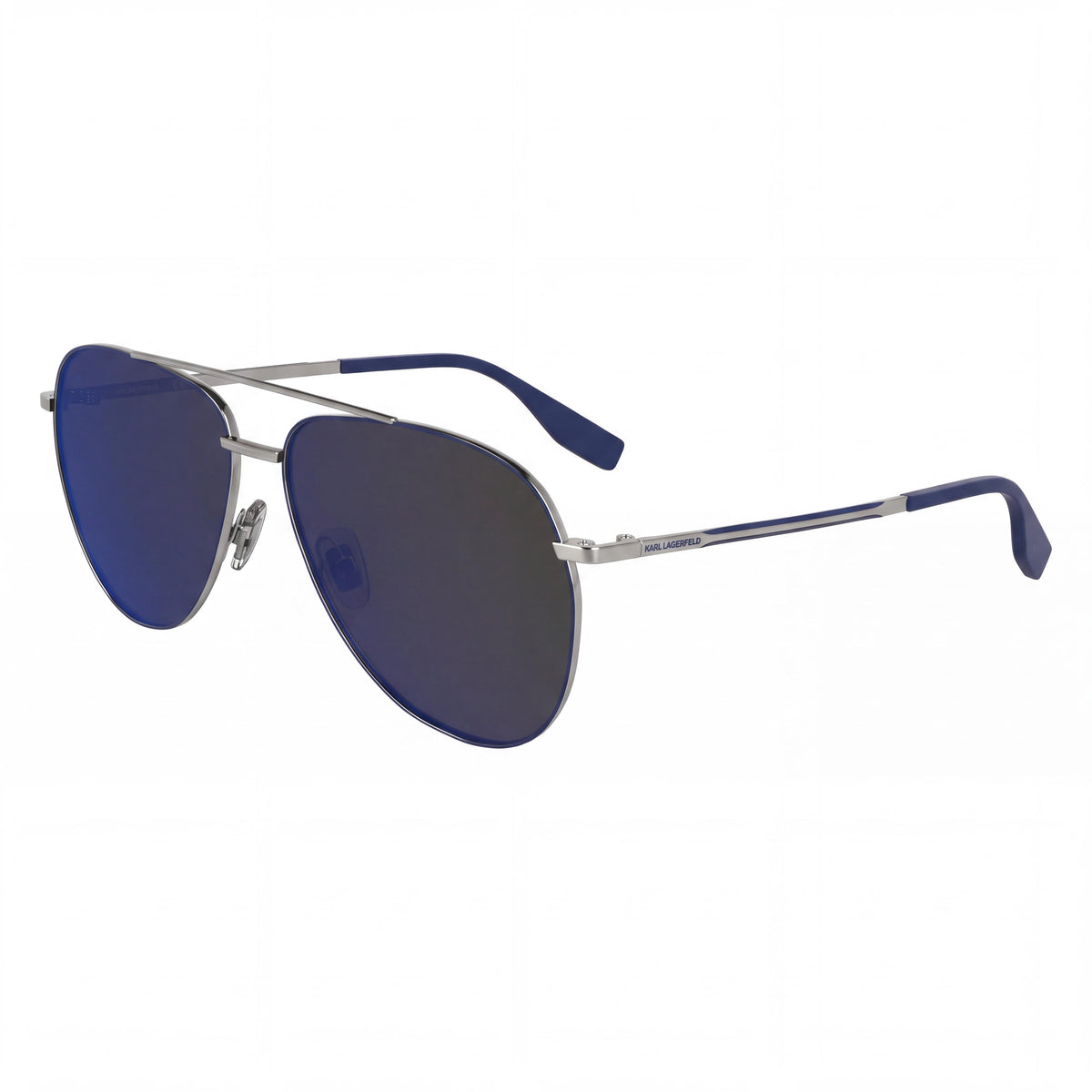 KARL LAGERFELD KL360S N Unisex Pilot Silver Metal Sunglasses with UV Protection, RXable, Size L, Photo 1