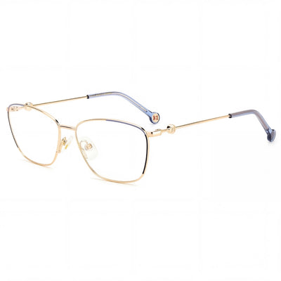 Carolina Herrera Ch 0060 Gafas de sol para mujer con montura de acero inoxidable, policarbonato, no polarizadas, doradas y azules, 57mm