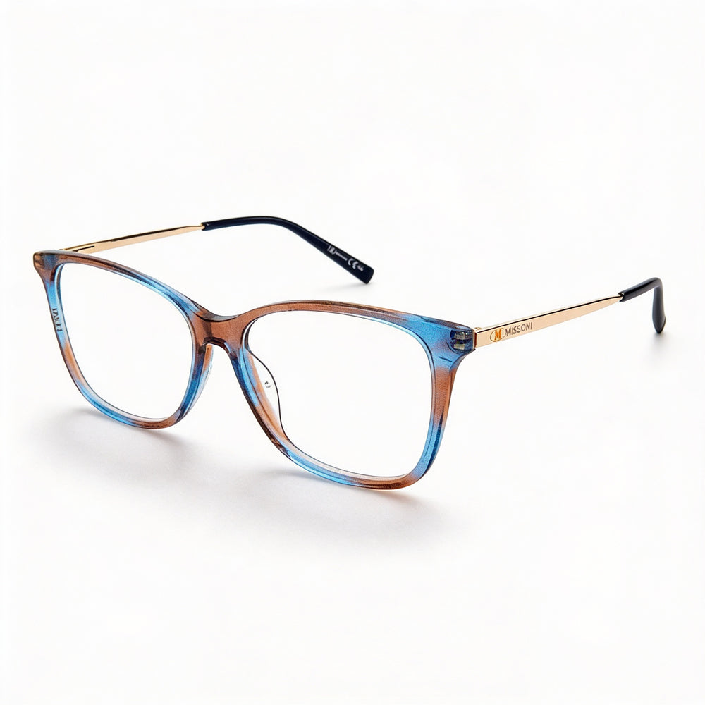 M Missoni Color Line Collection MMI 0015 Women's Brown Blue Glittery Acetate Rectangular Eyeglasses 54-16-145mm