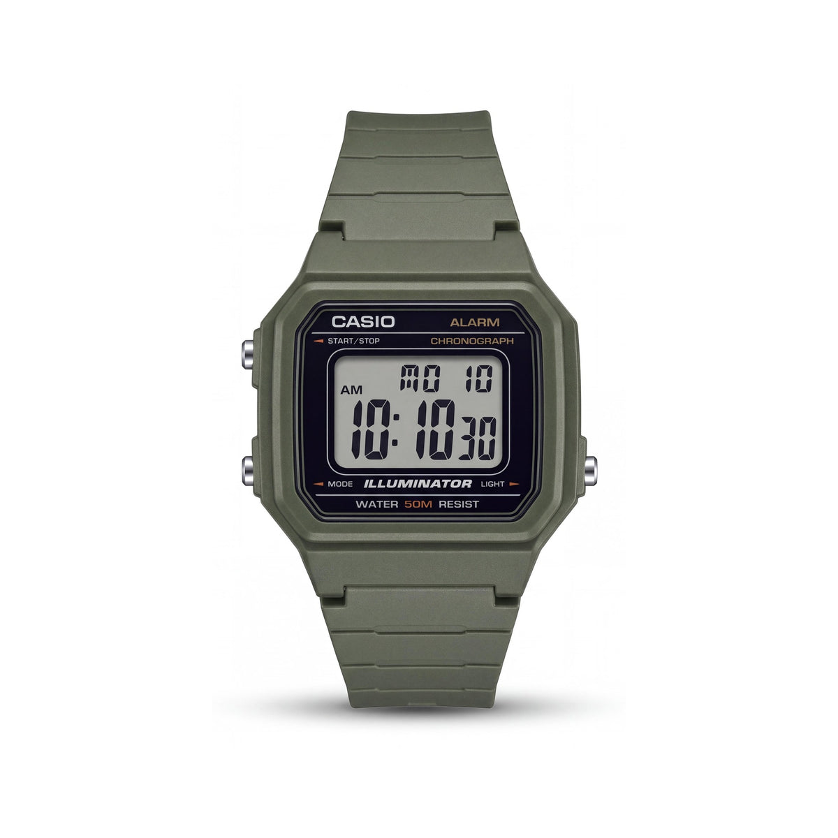 Casio W217H Men's Green Digital Watch, Alarm, Chronograph, 50M Water Resistant, LED Backlight, Photo 1