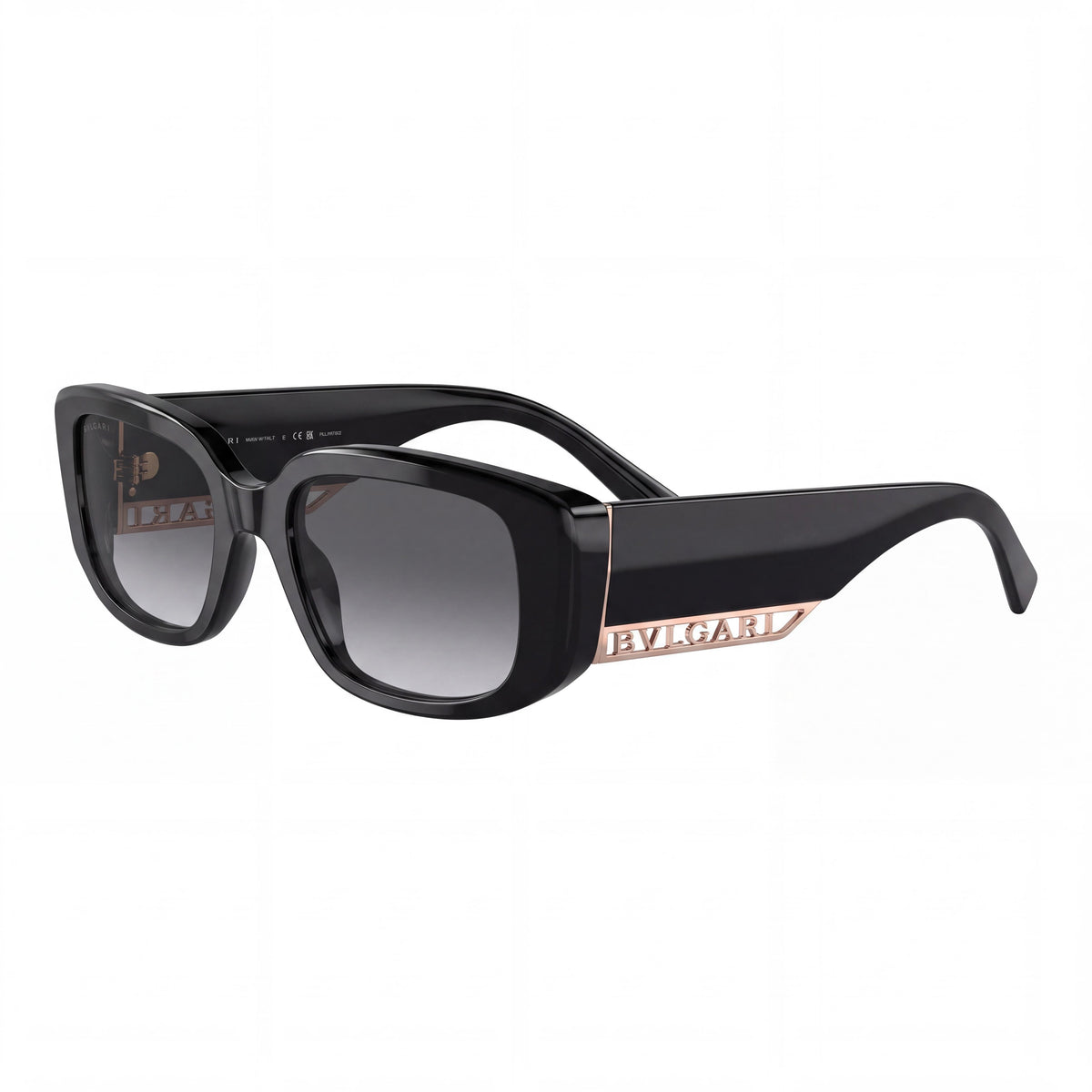 Bvlgari 501/T3 Women's Rectangle Acetate Frame Sunglasses Black Gray Gradient Grey Gradient Lenses UV Protection 53mm, Photo 1
