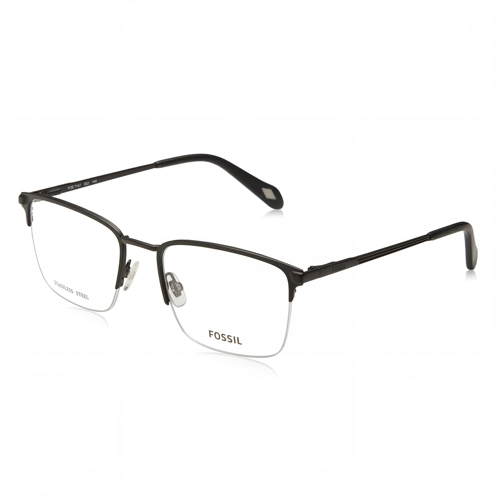 Gafas Fossil Fos 7147 para hombre, de acero aleado negro mate, no polarizadas, de 55 mm