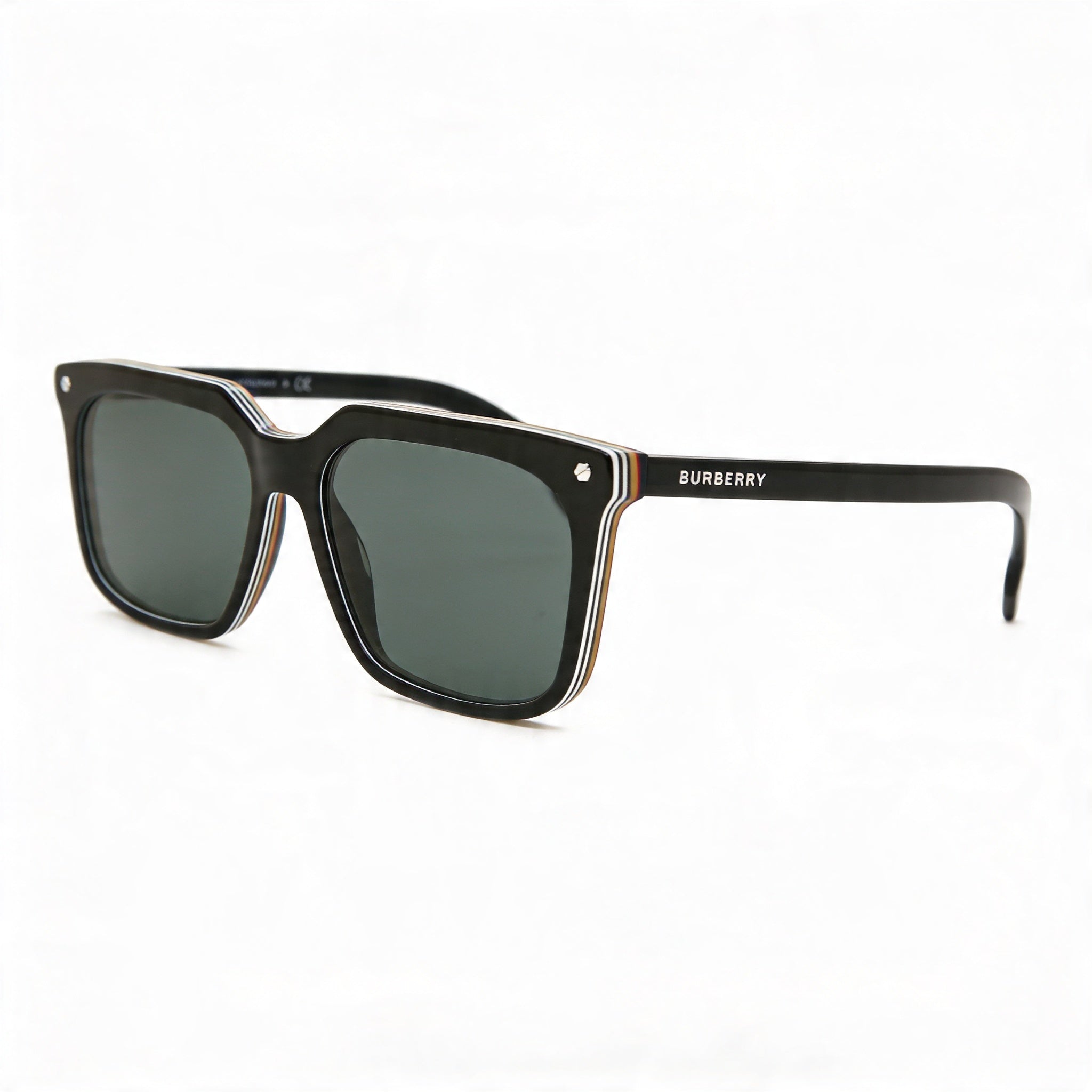 BURBERRY Carnaby Geometric Sunglasses Men's Black/Dark Gray Plastic Non-Polarized UV Protected 56mm, Photo 1
