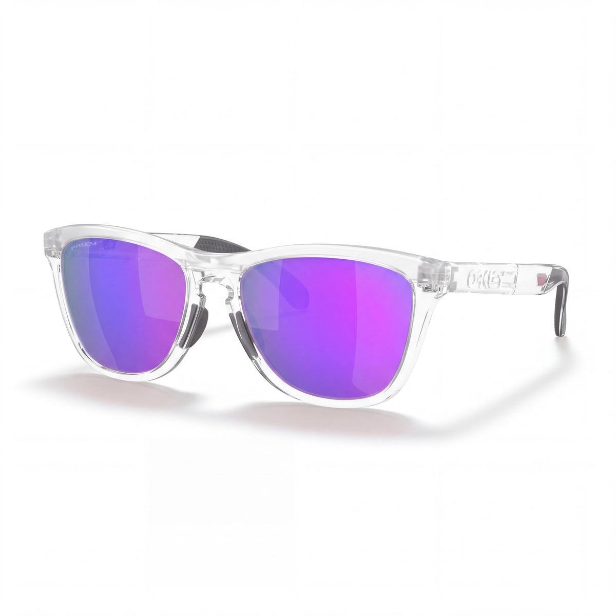 Gafas de sol unisex cuadradas Oakley 0OO9284, montura transparente mate, lentes Prizm violeta no polarizadas, 100 % protección UV, 55 mm, Photo 1