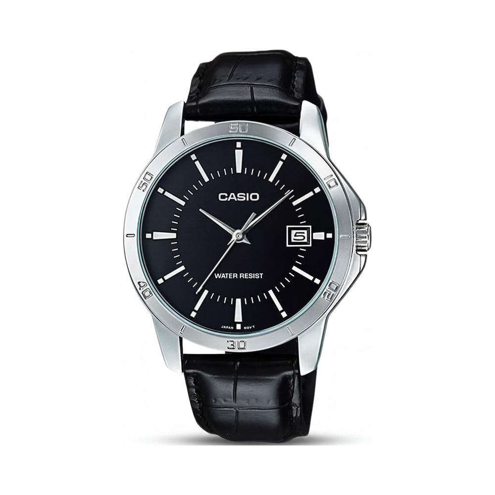 Casio MTP-V004L-1AUDF Men's Black Stainless Steel Watch, 41mm