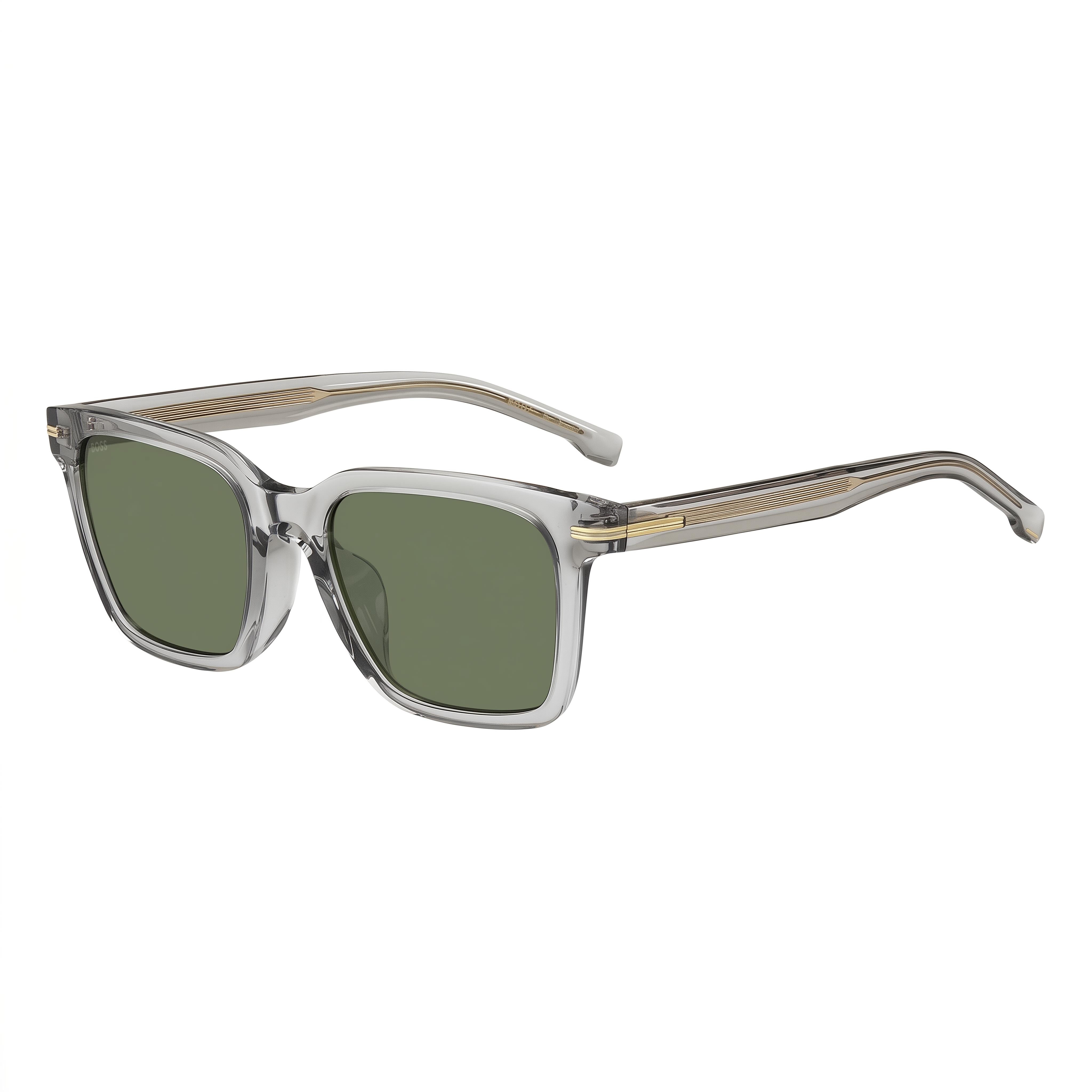 Hugo Boss Men's BOSS 1540/F/SK Rectangular Black Green Polycarbonate Non-Polarized Sunglasses 54-20-145, Photo 1