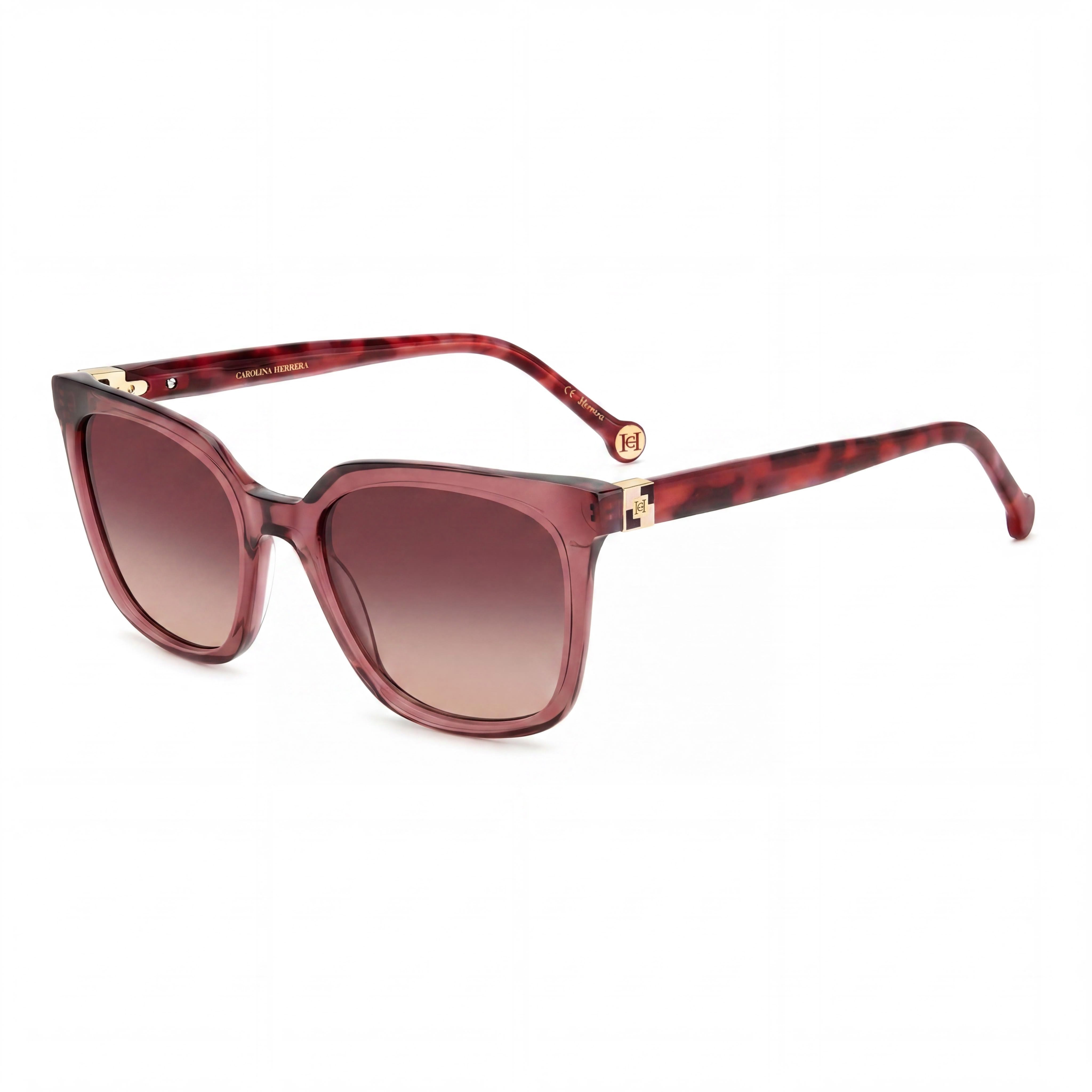 Carolina Herrera Classic Women's Burgundy Red Havana Plastic Non-Polarized Pink Doubleshade Sunglasses 53mm, Photo 1