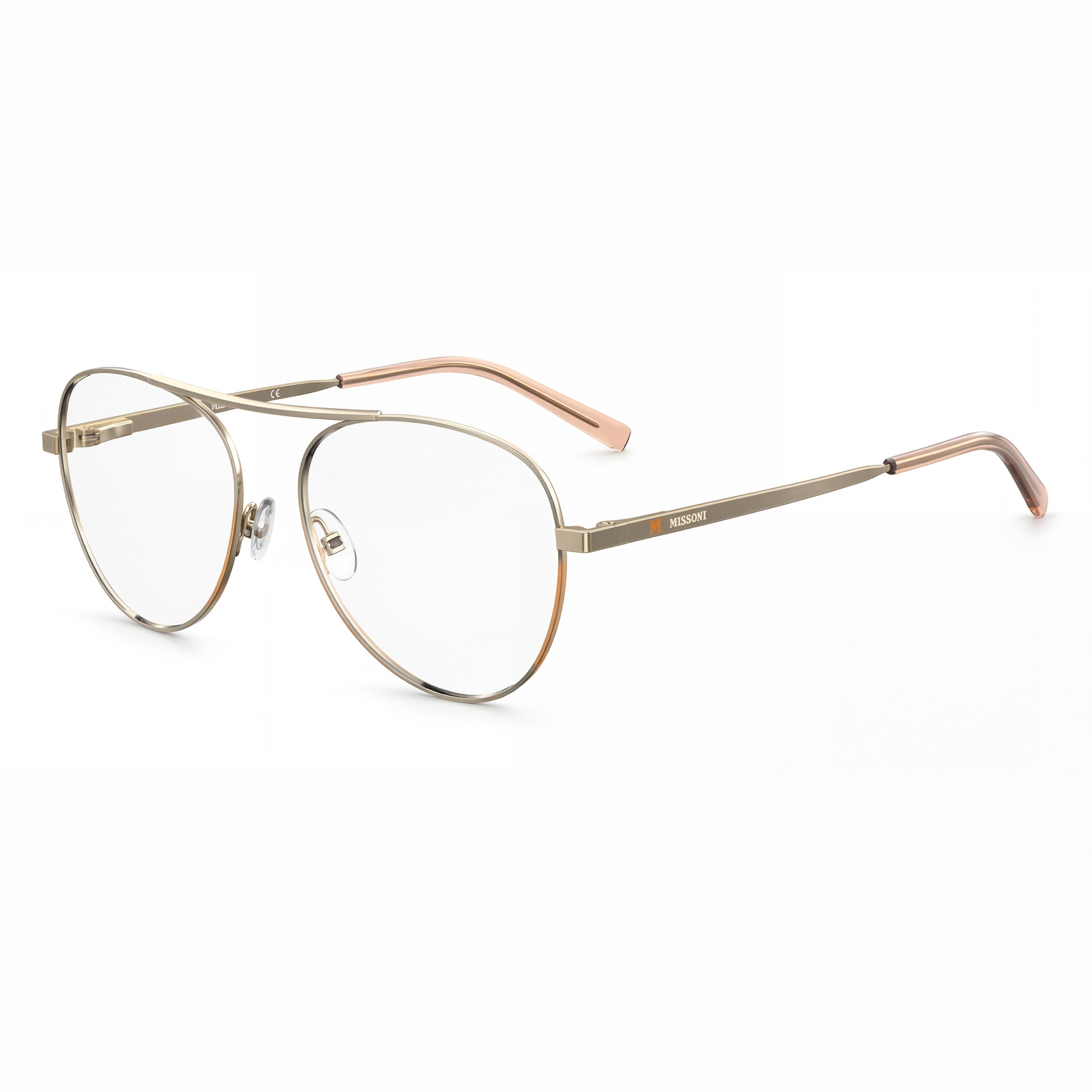 Missoni Color Line Eyewear Collection Women's Gold Peach Stainless Steel Aviator Optical Glasses 55-16-140, Photo 1