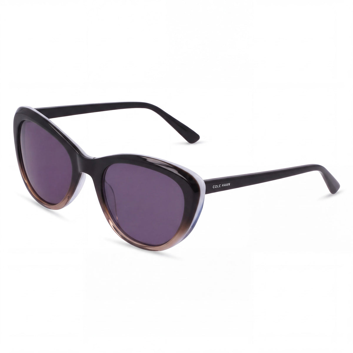 Cole Haan Ch7087 Women's Black Gradient Cat Eye Plastic Frame Polarized 100% UV Protection Sunglasses 53mm, Photo 1