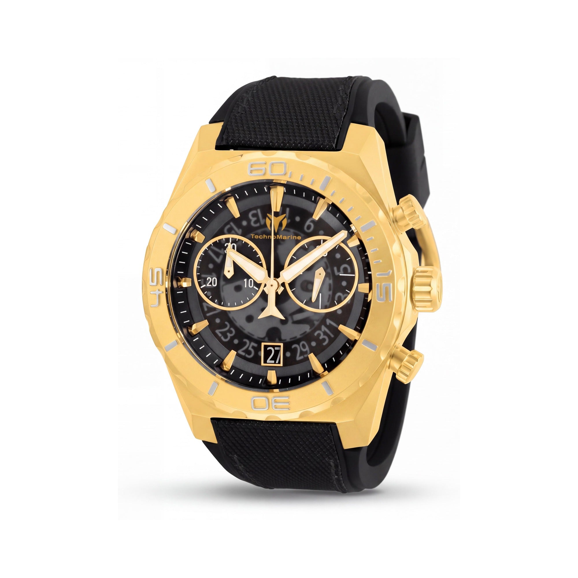 Reloj de Lujo Technomarine para Hombre Acero Inoxidable Tono Dorado Negro 48mm Brilla en la Oscuridad, Photo 1