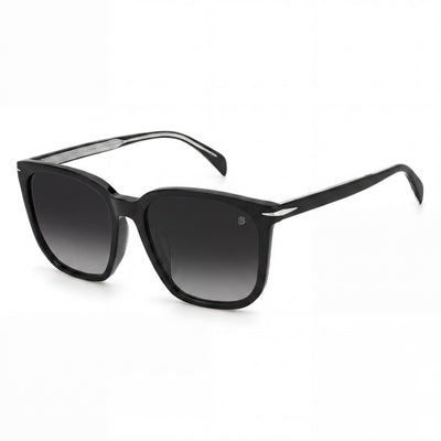 Gafas de sol rectangulares de acetato negro David Beckham Db 1071/F/S para hombre con lentes degradadas gris oscuro, 57 mm