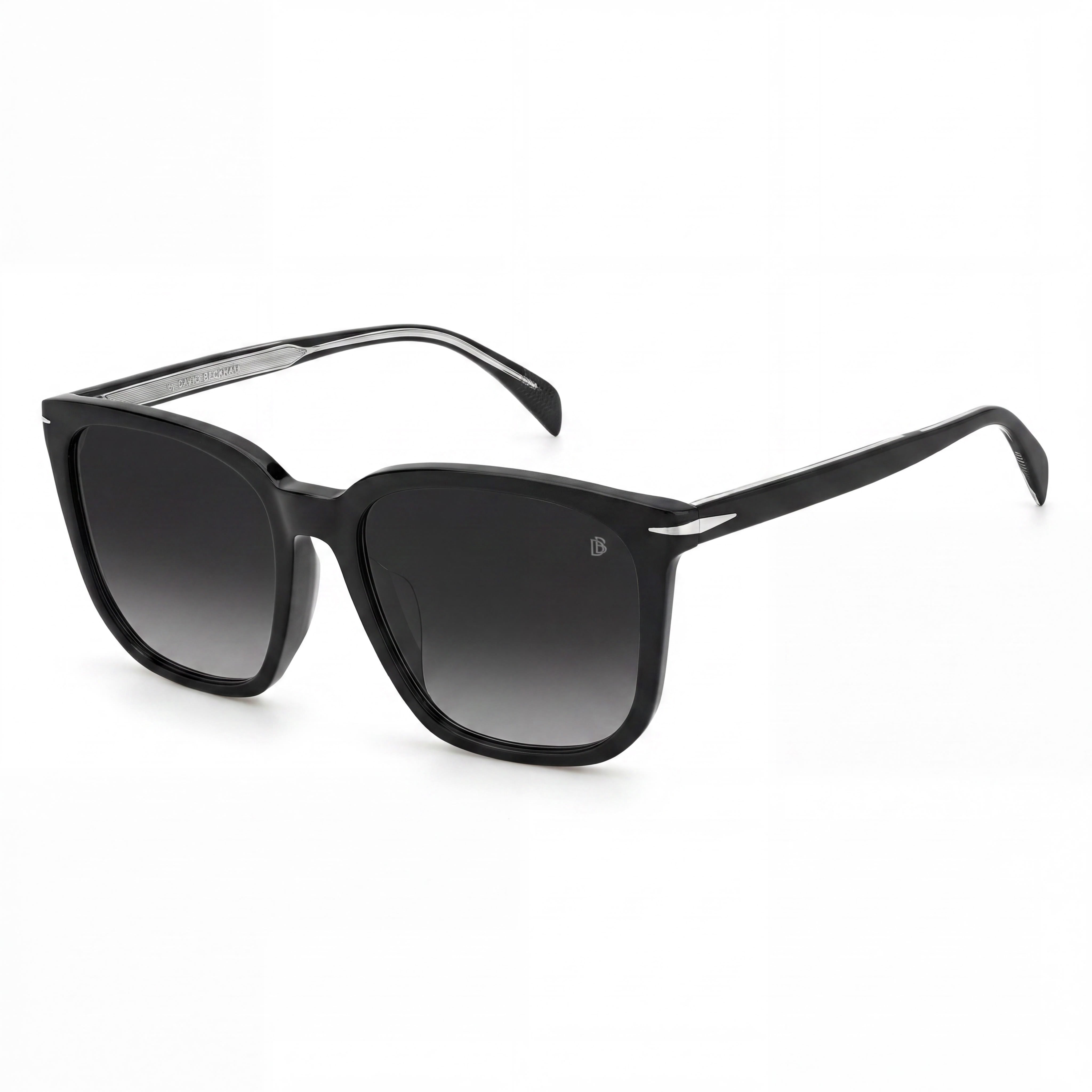 Gafas de sol rectangulares de acetato negro David Beckham Db 1071/F/S para hombre con lentes degradadas gris oscuro, 57 mm, Photo 1