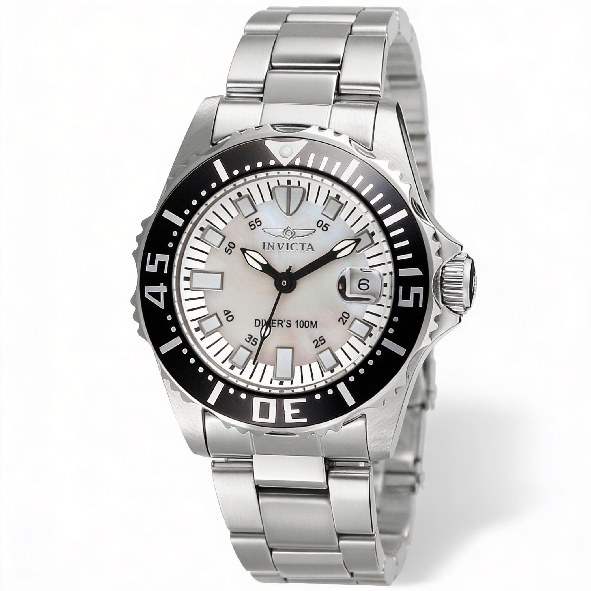 Invicta Pro Diver 2958 Unisex Stainless Steel 30mm White Mother of Pearl Luminous Quartz Watch 100M WR, Photo 1