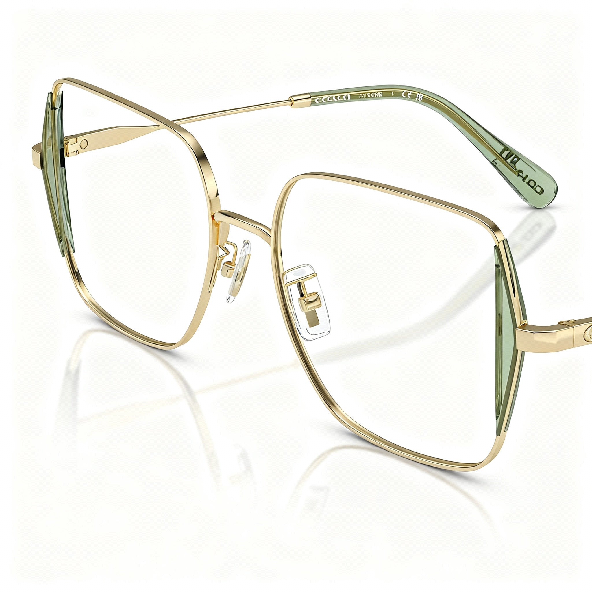 Coach Hc5165d Women's Oversized Square Metal Prescription Eyeglasses Shiny Light Gold 53-18-145