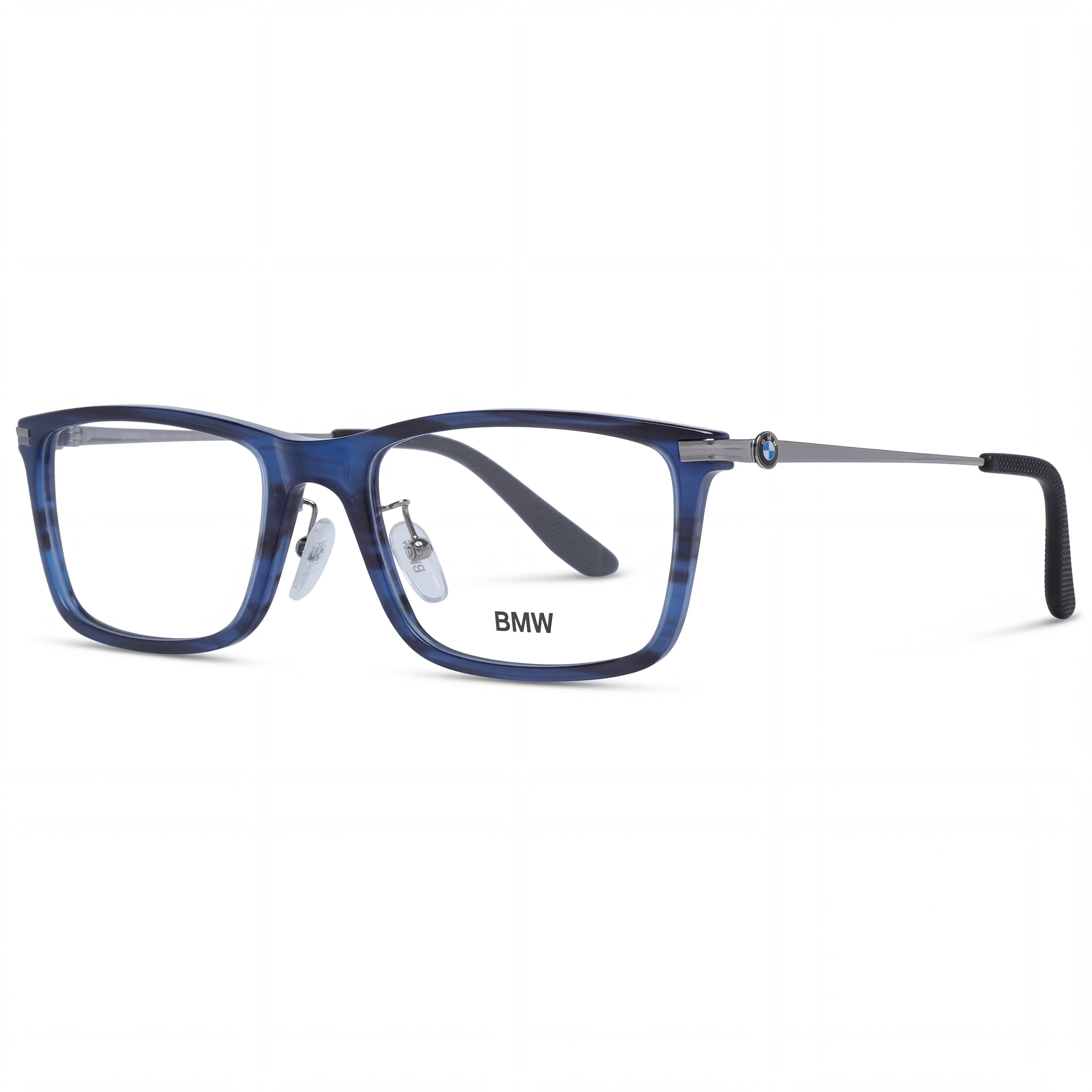 BMW Men's Bw5020 Blue Plastic & Metal Frame Optical Eyeglasses with Clear Demo Lenses 56-20-145, Photo 1