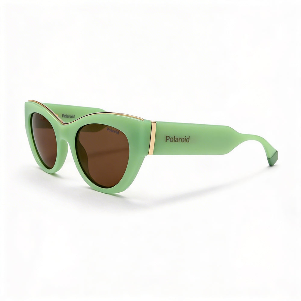 Gafas de Sol Polaroid Casuales para Mujer, Protección UV, Policarbonato Verde Escarchado, Lentes Bronce 50mm