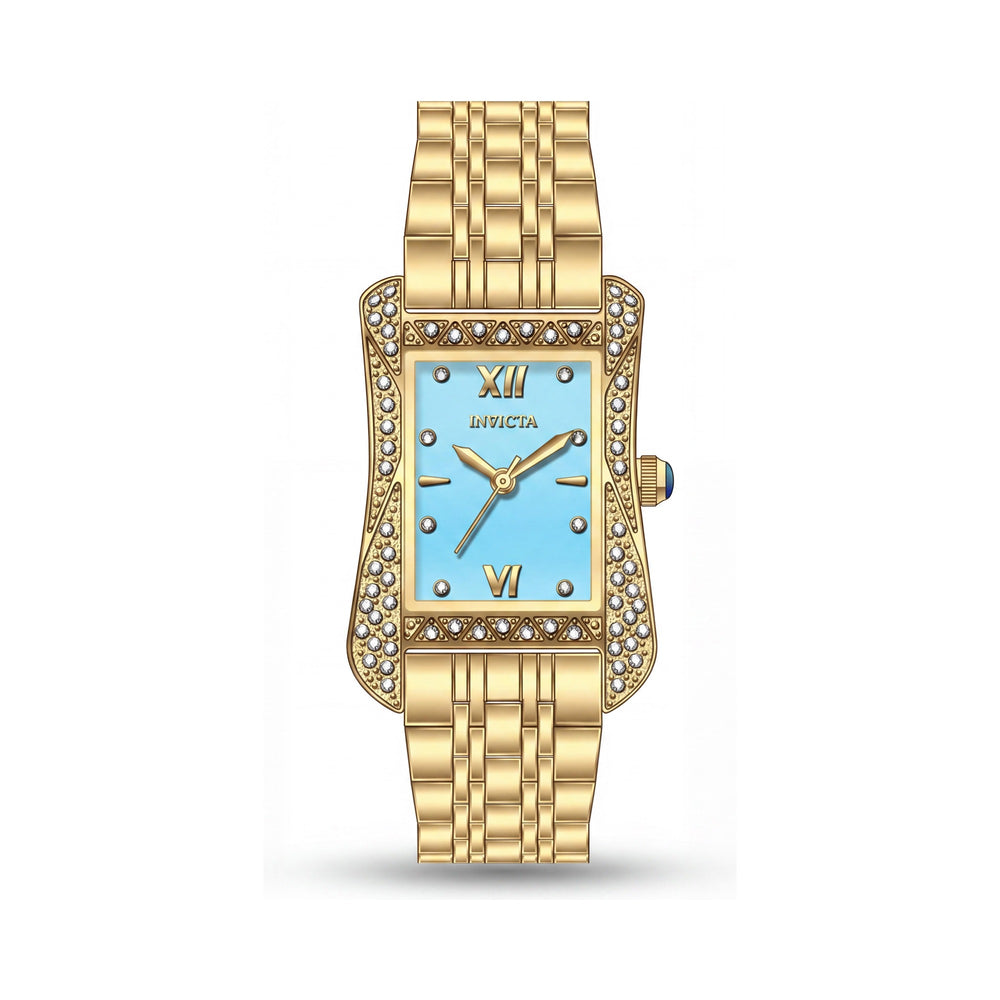 Reloj de cuarzo Invicta Wildflower 69283 para mujer, acero inoxidable dorado, esfera azul, 26 mm