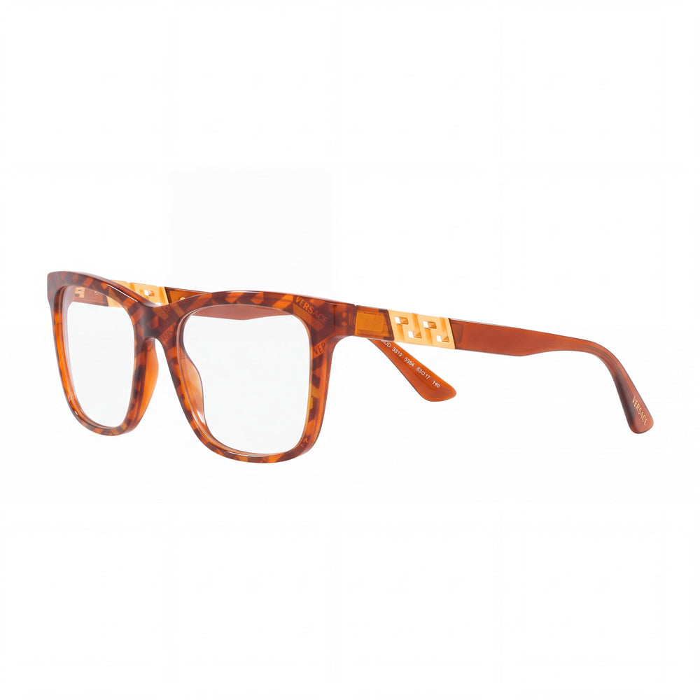 Versace Unisex Eyeglasses, Havana Monogram Print Plastic Frame, Lens Width 55mm, Bridge 17mm, Temple 145mm