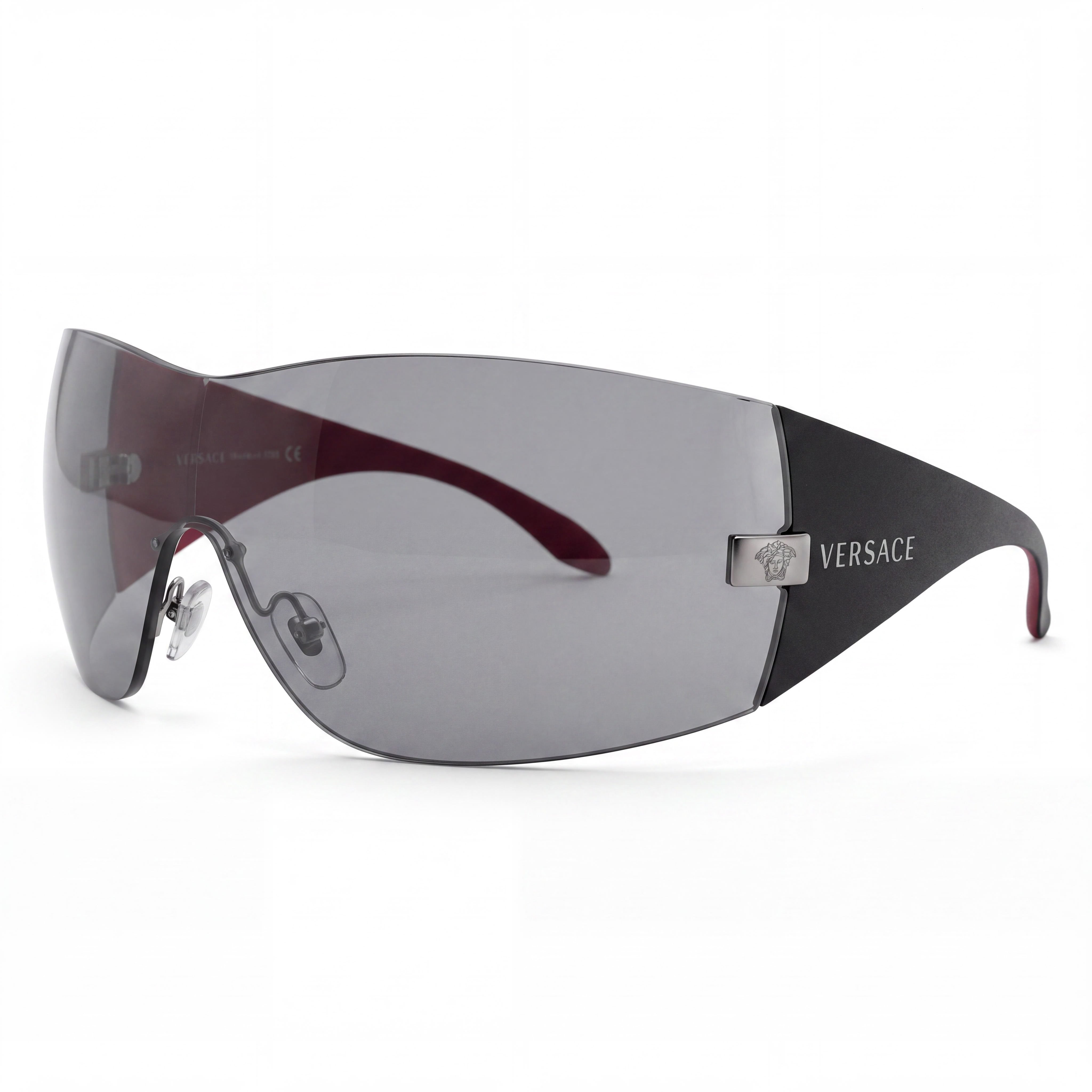 Versace Ve 2054 Unisex Shield Plastic Sunglasses Black Gunmetal Grey 41mm UV Protected Non-Polarized, Photo 1