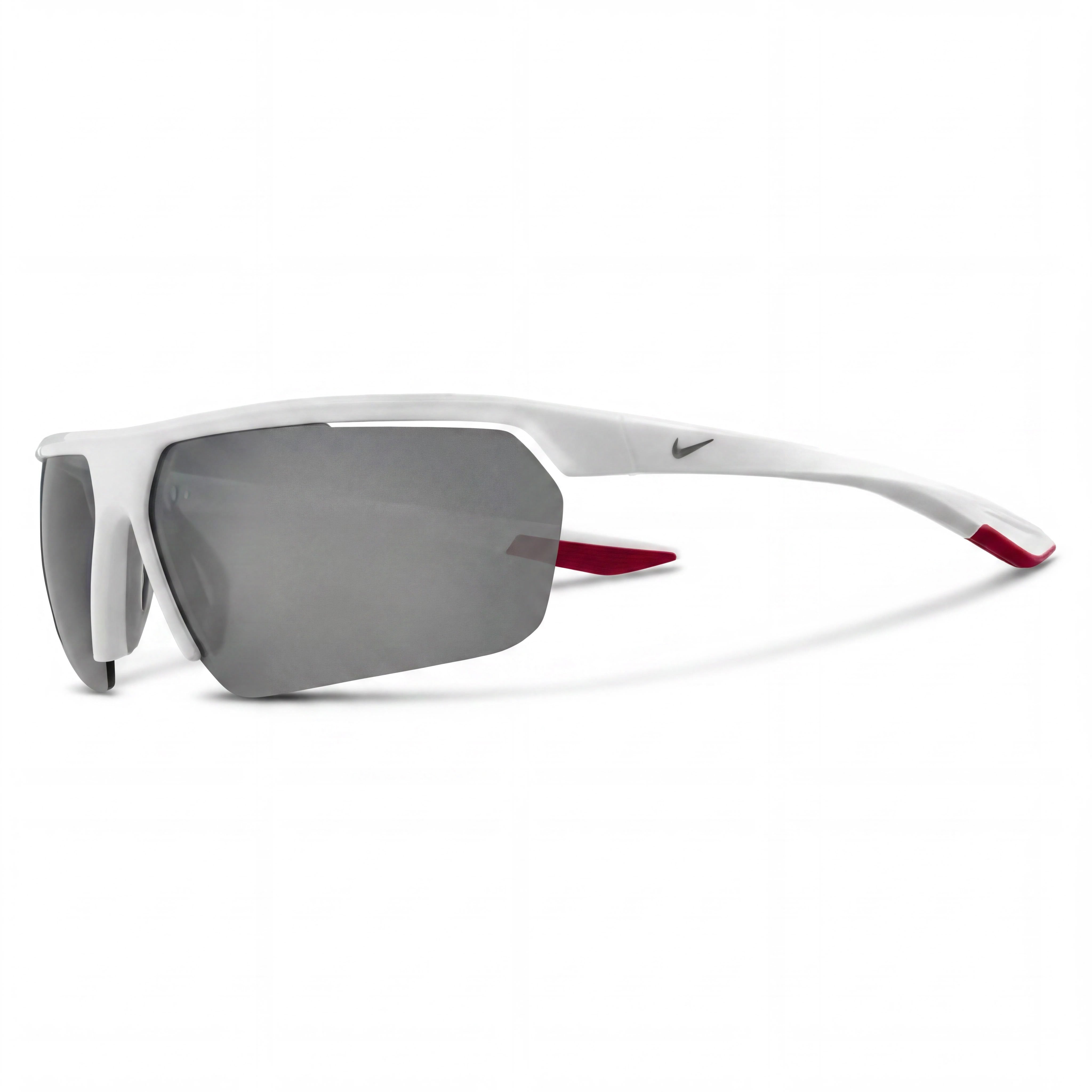 Gafas de sol de plástico Nike Gale Force unisex deportivas semirrim al aire, blancas, gris lobo, plata flash, 71 mm, Photo 1