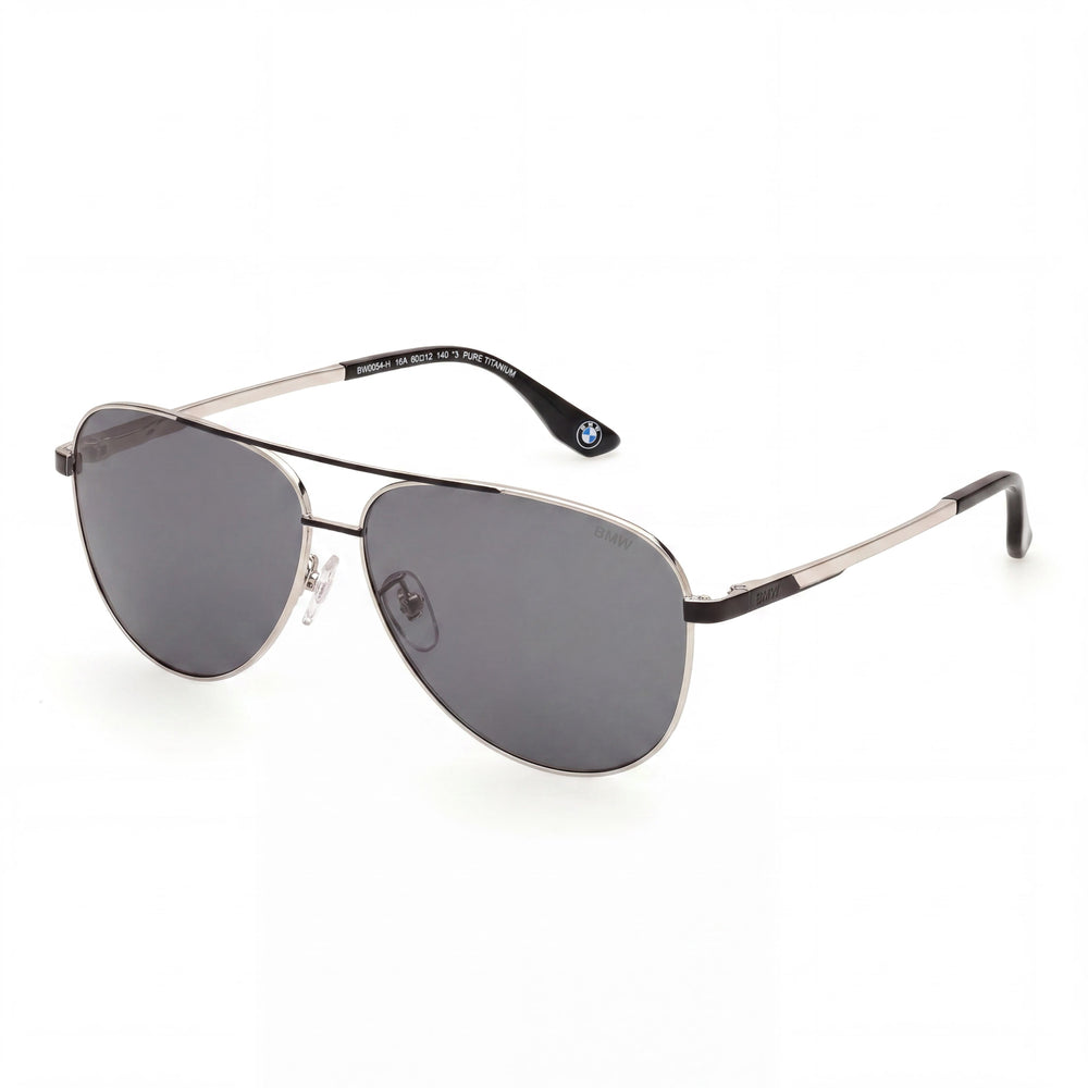 BMW Comtemporary Men's Shiny Palladium Titanium Frame Sunglasses with Polycarbonate UV Protection Lenses 60-18-140