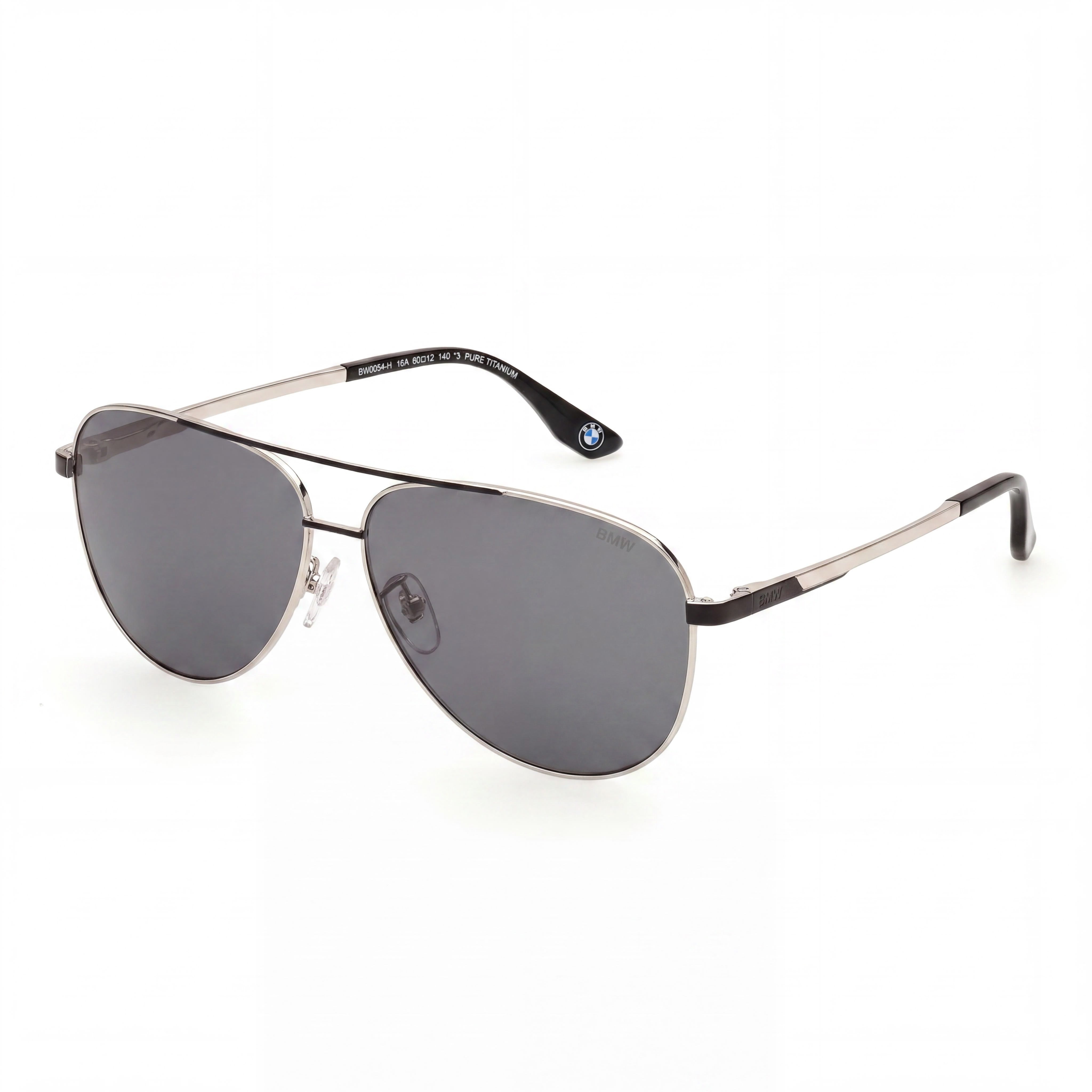 Gafas de sol BMW para hombre contemporáneas con montura de titanio brillante de paladio y lentes de policarbonato con protección UV 60-18-140, Photo 1