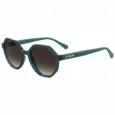 Love Moschino 206683 Gafas de sol informales para mujer con montura de celulosa verde y lentes sombreadas marrones de 52 mm