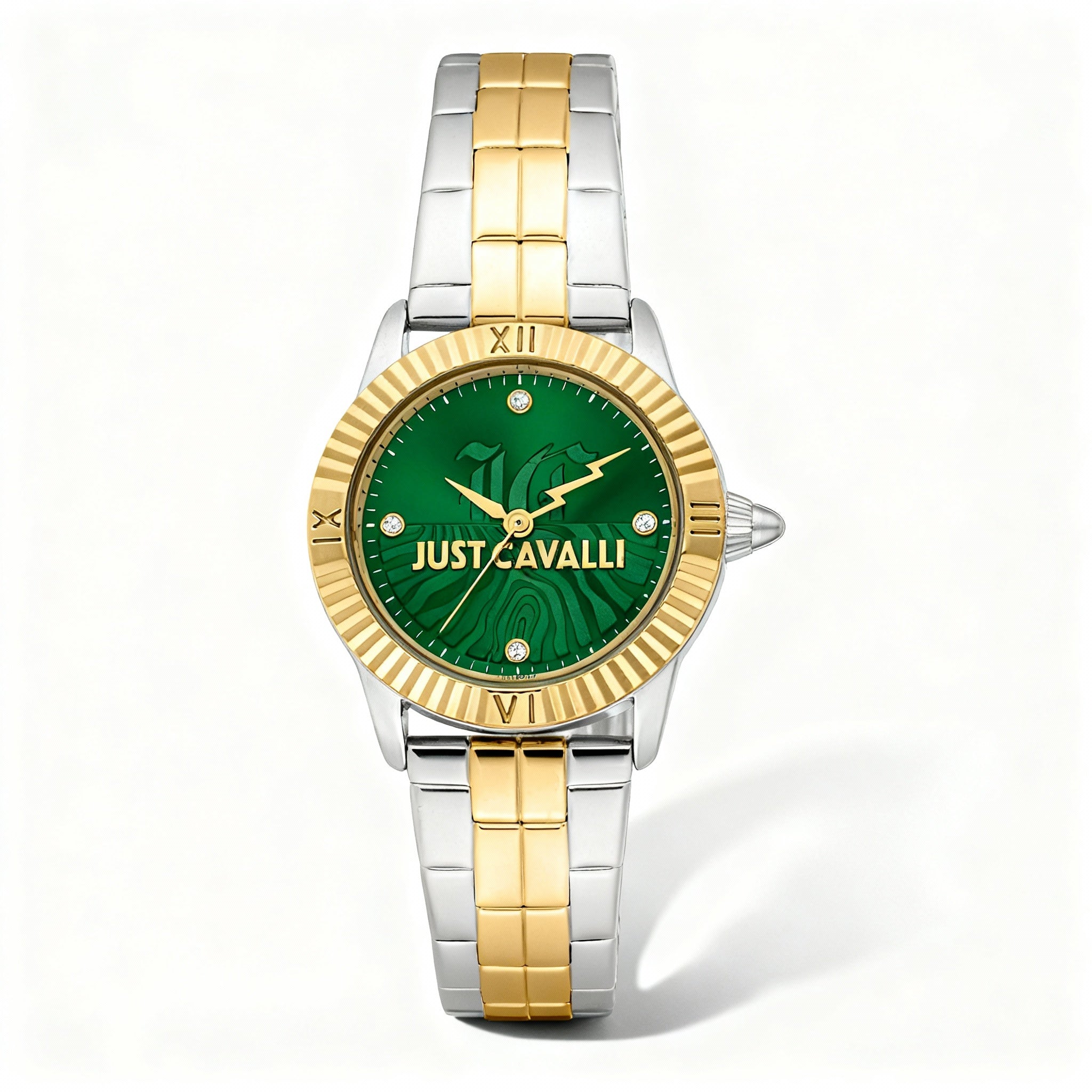 Just Cavalli Fashion Women's Bottle Green Dial Two Tone Silver & Gold Stainless Steel Quartz Watch 26mm