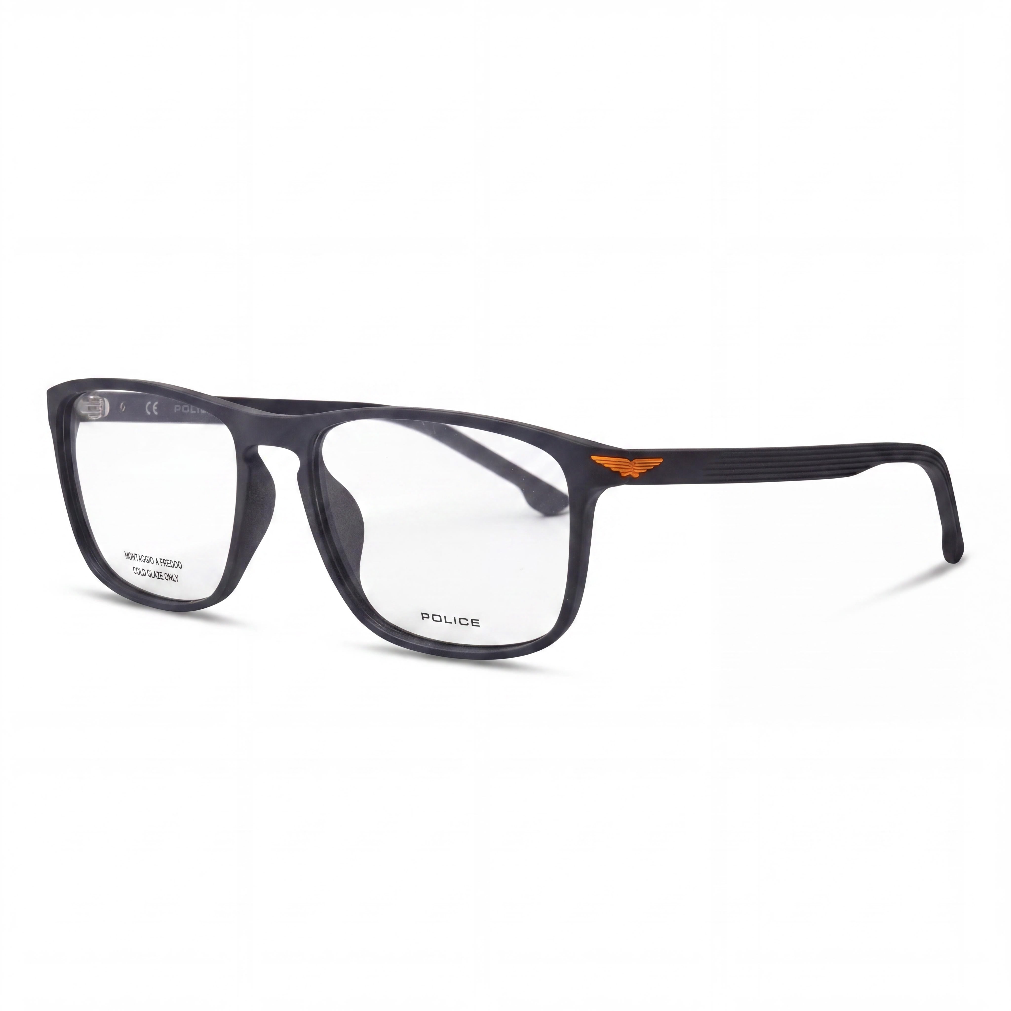 Police Modern VPLA44 Unisex Optical Frames Dark Blue Acetate Frame Transparent Polycarbonate Lenses 54mm, Photo 1