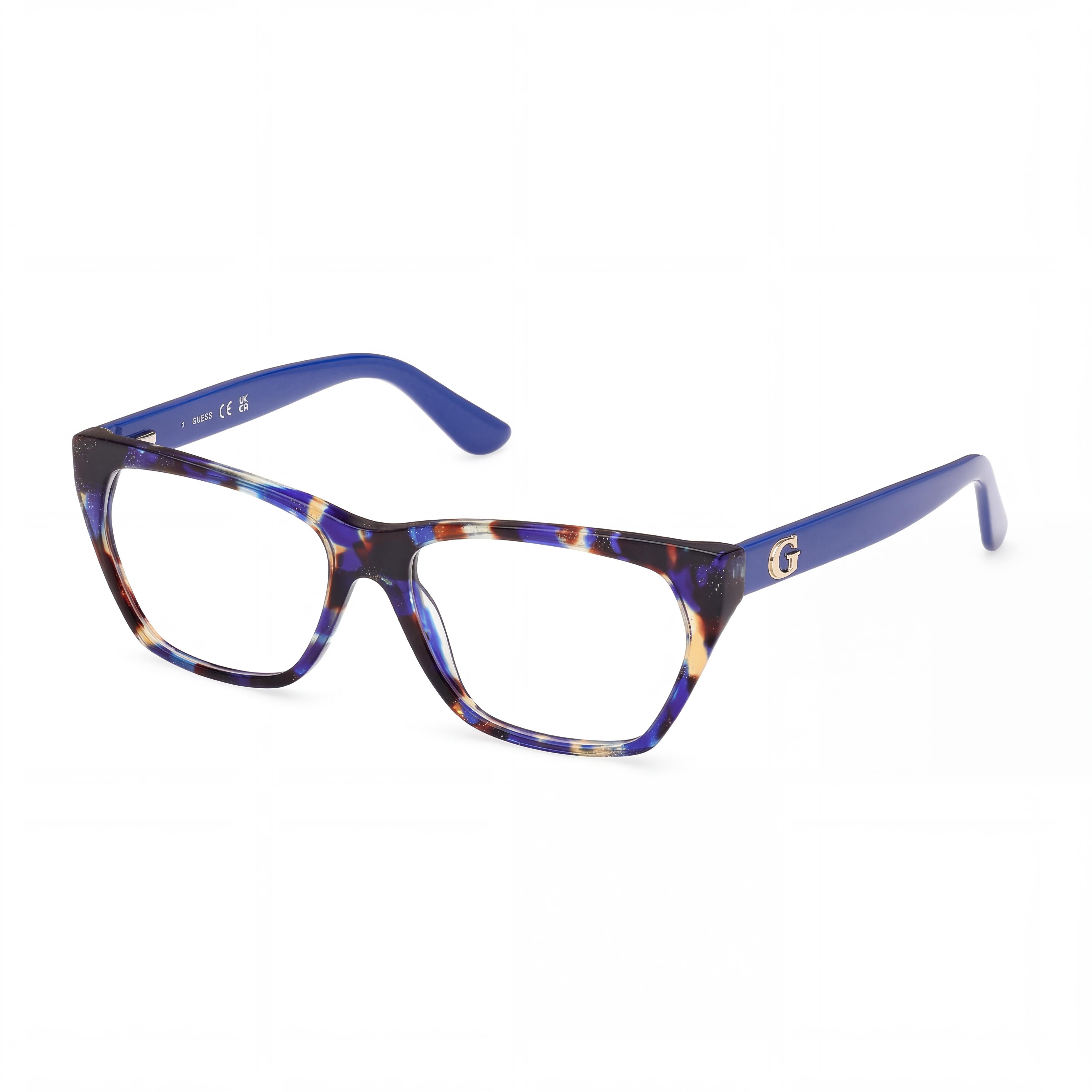 GUESS Gu50234 Women's Plastic Frame Shiny Blue Havana Non- Polycarbonate Eyeglasses 54mm, Photo 1