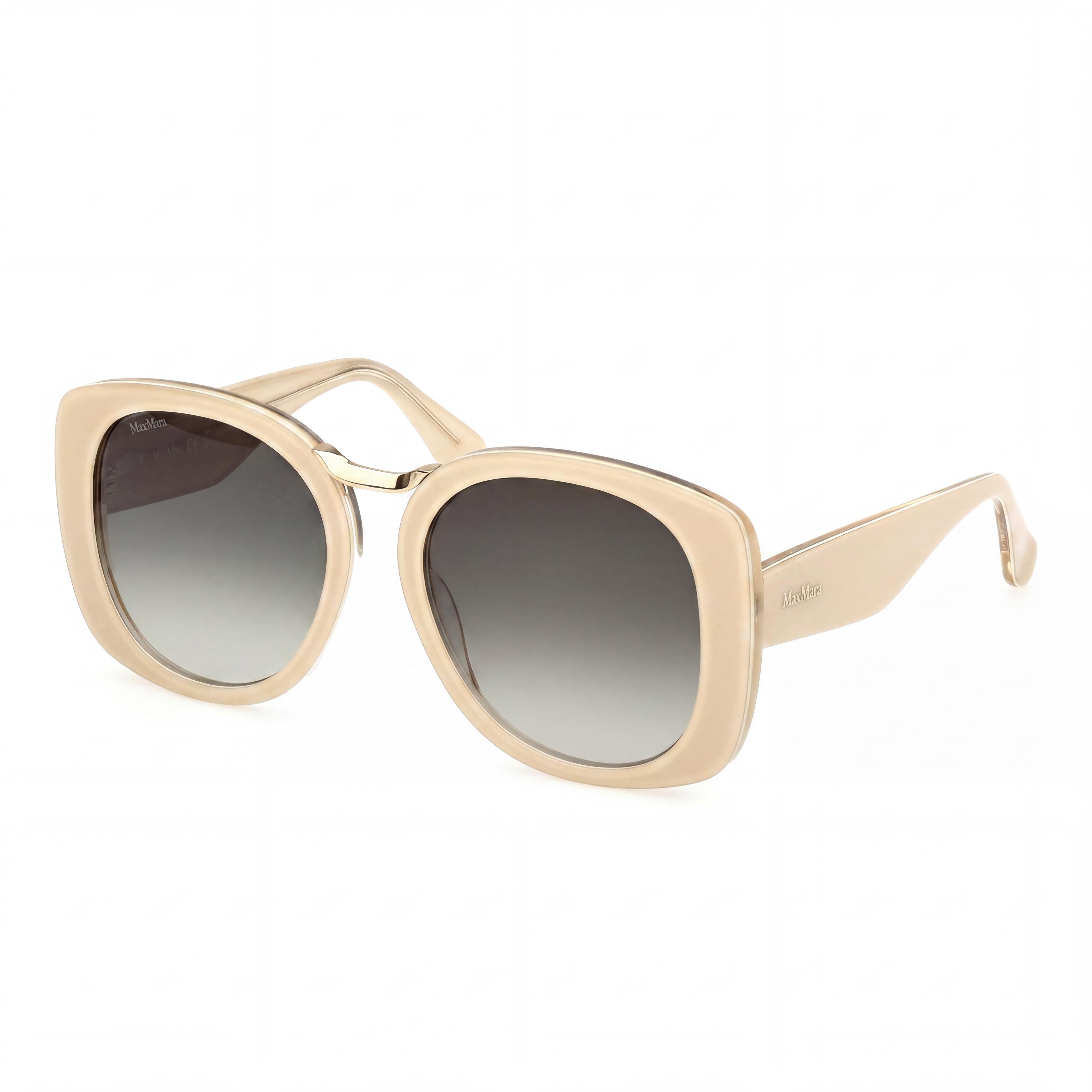 MaxMara Mm0092 Unisex Eyewear featuring an Acetate Frame in Ivory and Polycarbonate Lenses, Size 55-18-140mm, Photo 1