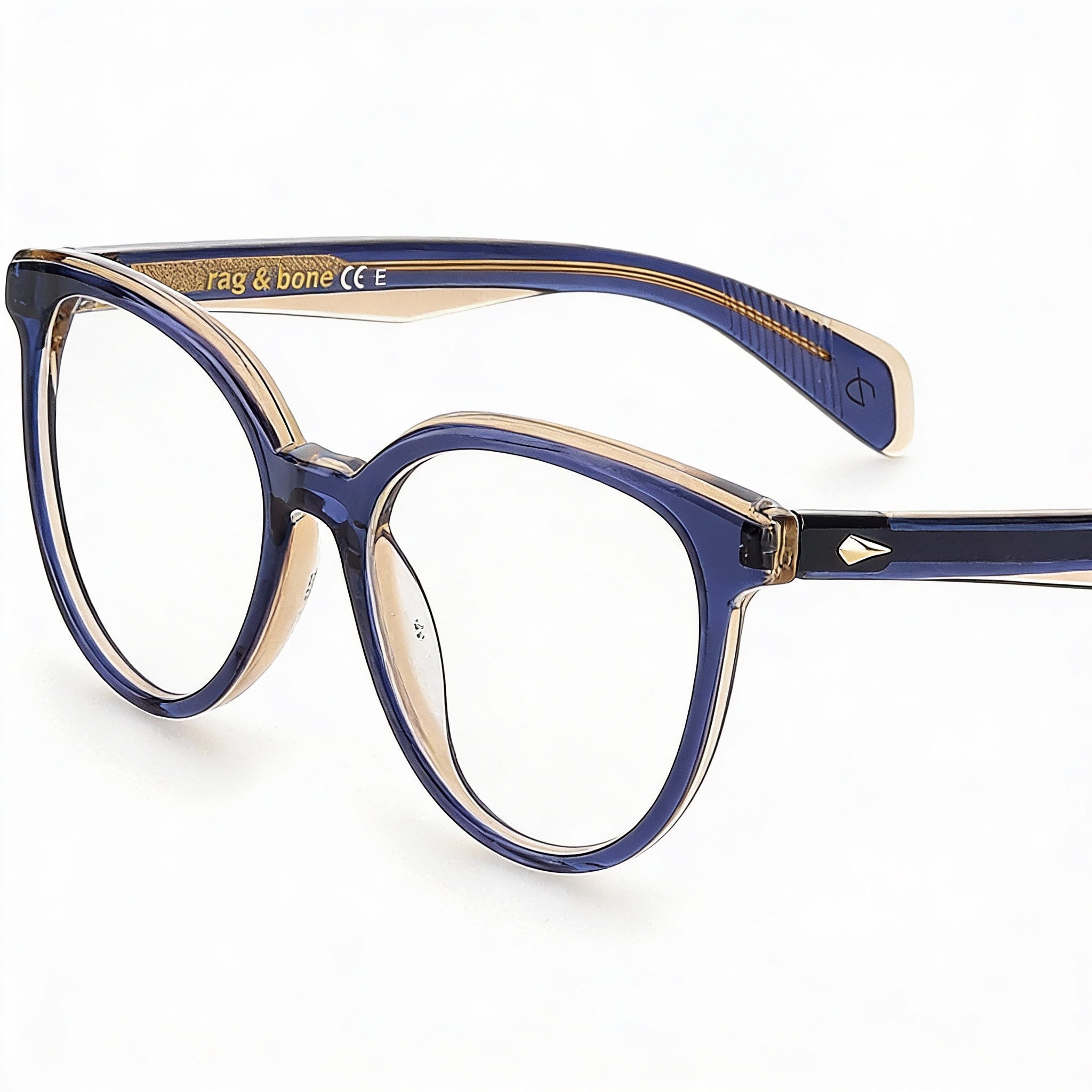 rag & bone Rnb3029 Women's Blackuesand Plastic Frame Eyewear with Clear Polycarbonate Lenses 50-140-17mm, Photo 1