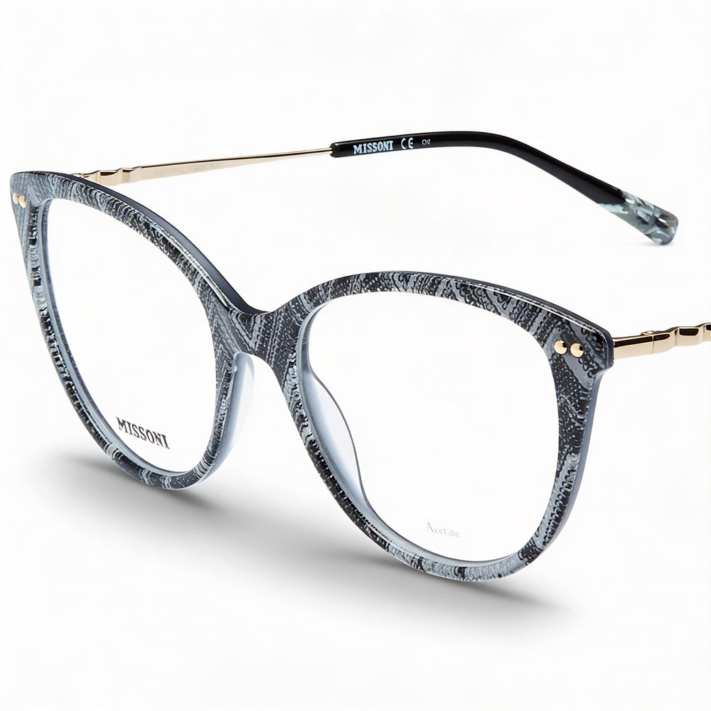 Gafas graduadas Missoni Modern de acetato para mujer, montura con diseño en blanco y negro, 54 mm, fabricadas en Italia