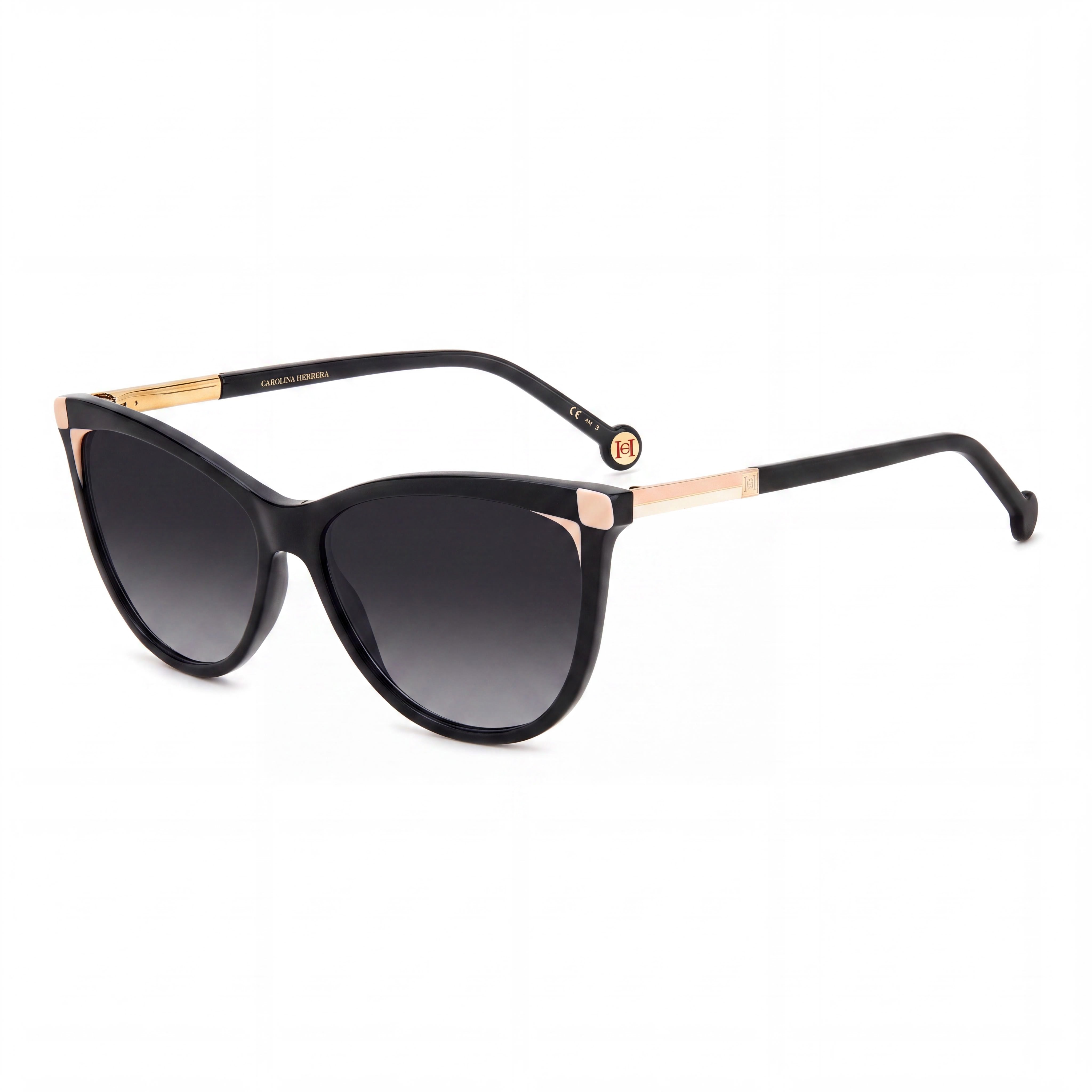 Carolina Herrera Classic Women's Black Nude Plastic UV Protected Sunglasses with Dark Grey Shaded Lenses 57mm, Photo 1