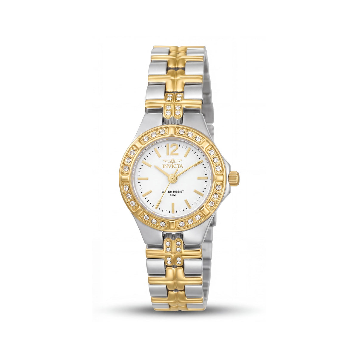 Reloj de pulsera Invicta para mujer de la colección Wildflower, con esfera blanca en tono dorado, acentos de cristal y cuarzo suizo resistente al agua, Photo 1