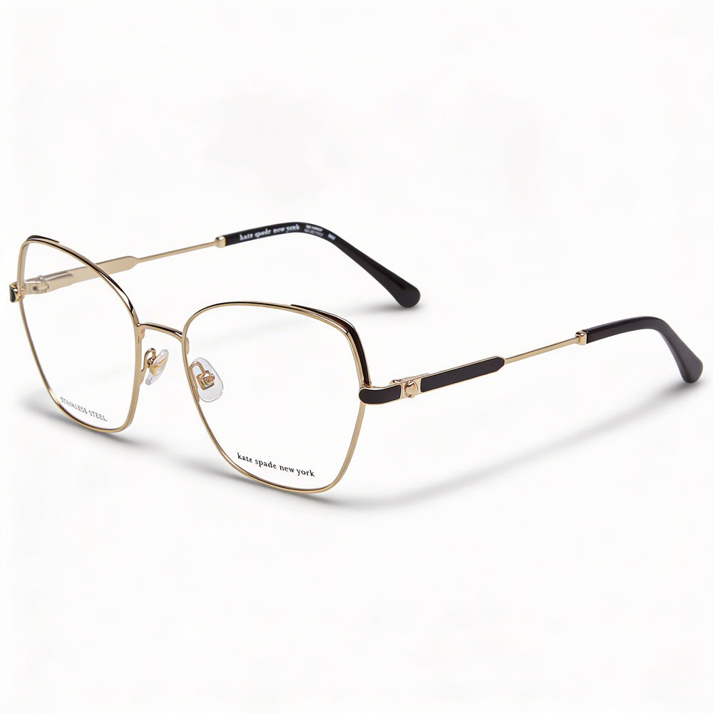 Kate Spade New York Zeena/G Women's Gold Black Stainless Steel Clear Demo Lenses Prescription Ready 54mm