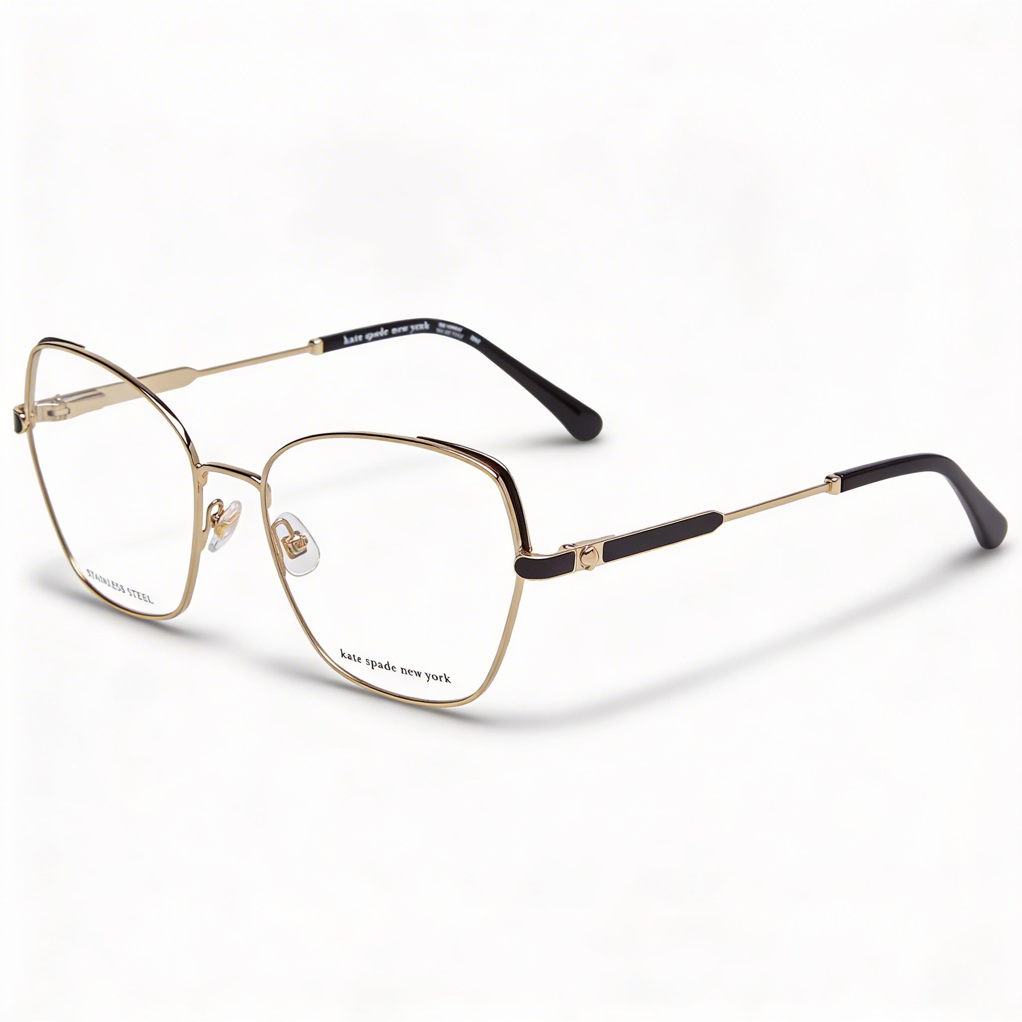 Kate Spade New York Zeena/G Women's Gold Black Stainless Steel Clear Demo Lenses Prescription Ready 54mm, Photo 1