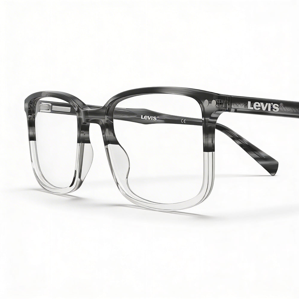 Levi's LV 5019 2W8 Men's Polymethyl Methacrylate Non-polarized Rectangle Eyeglasses Transparent White Grey Horn 54-19-145