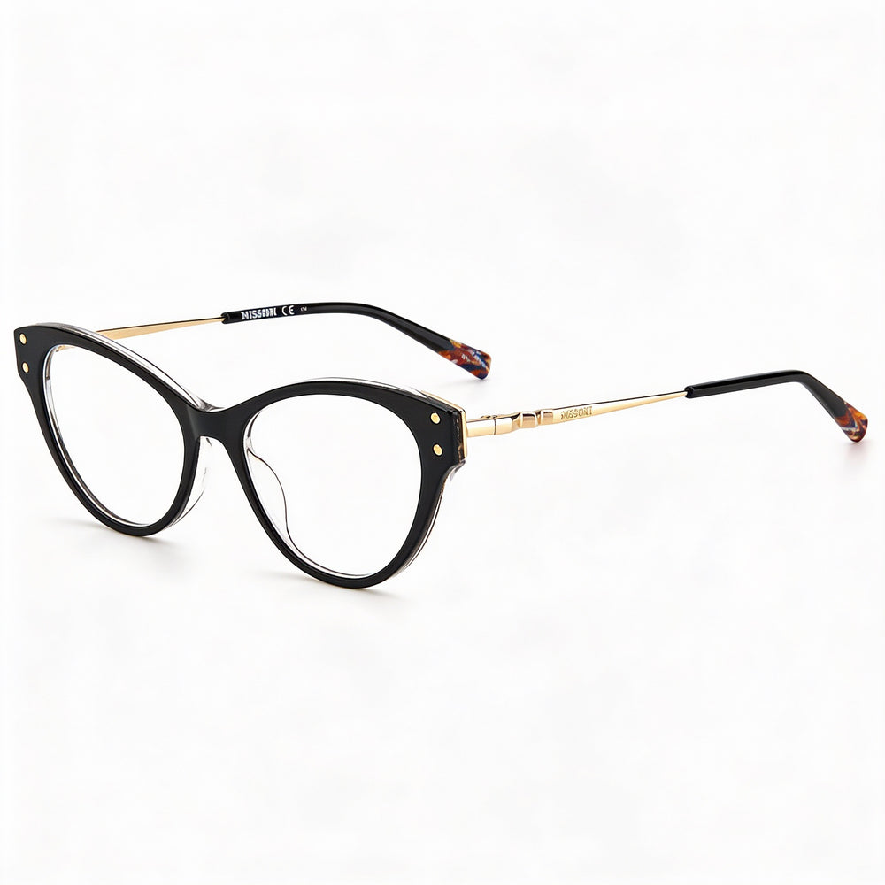 Gafas de sol modernas Missoni para mujer, montura de poliamida negra, lentes de policarbonato negras, 52 mm