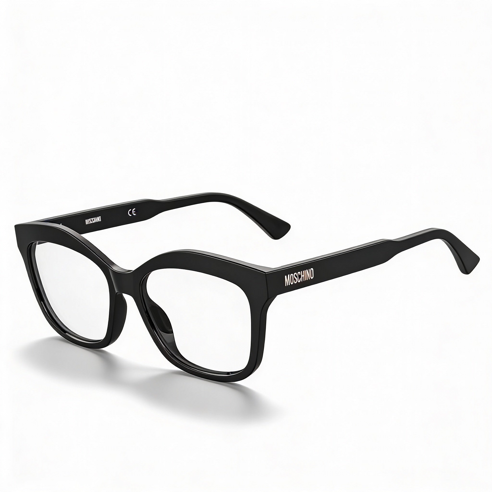 Gafas de sol Moschino MOS606 para mujer, de plástico, color negro, con montura completa y lentes transparentes de demostración, graduadas, 53 mm, Photo 1