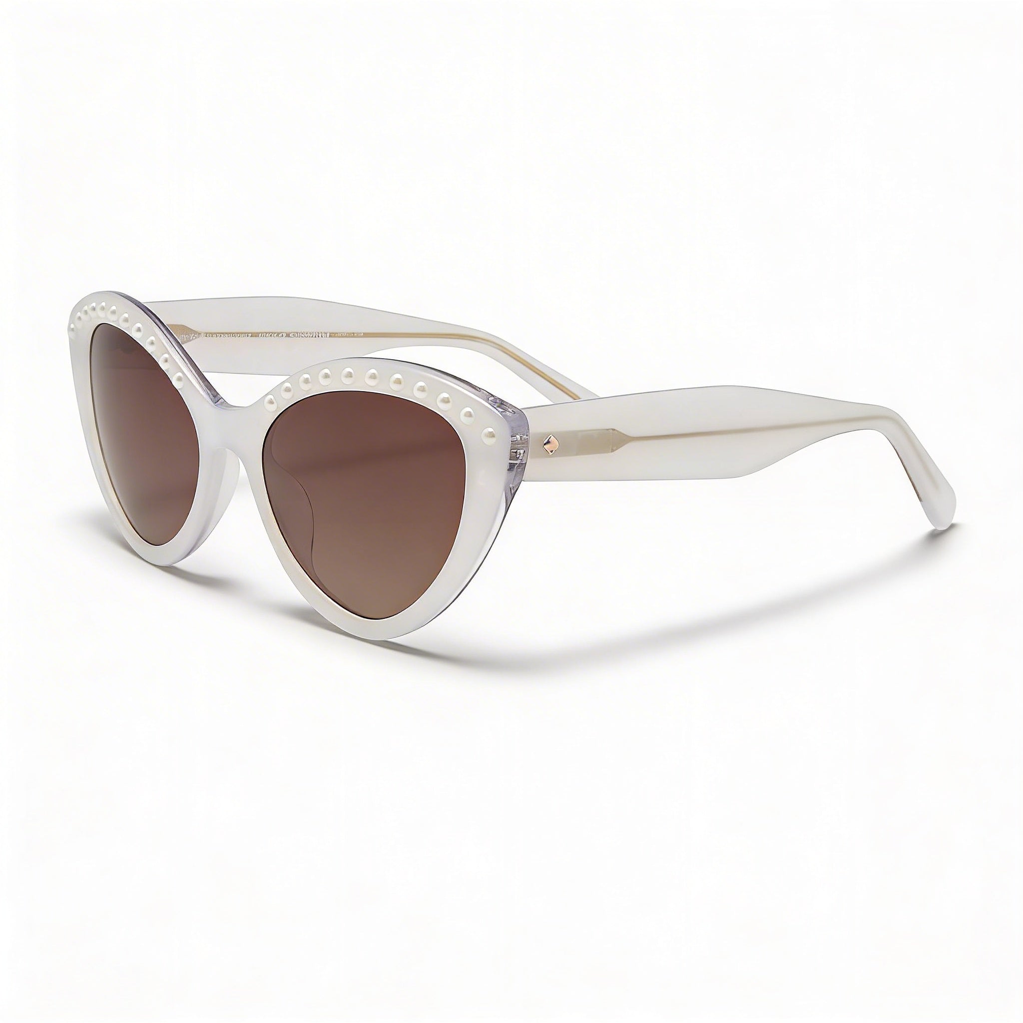 Gafas de sol Kate Spade New York JUNI/G/S PEARL para mujer con montura de acetato blanco y marrón, lentes con protección UV y sombreado marrón, ancho de lente de 55 mm, Photo 1