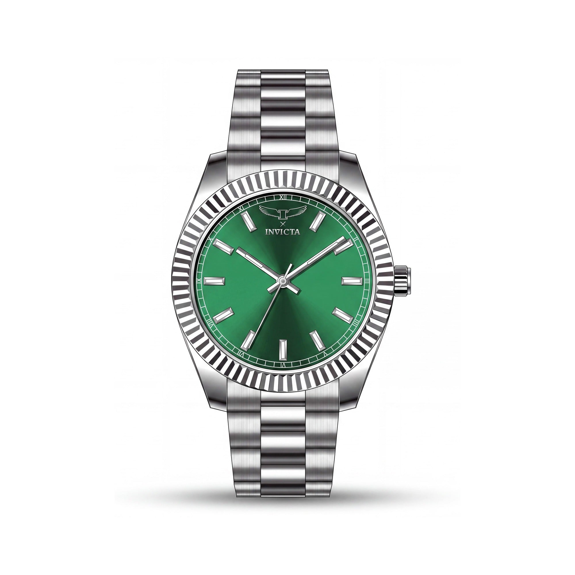 Reloj de cuarzo Invicta Specialty 69016 para hombre, brazalete de acero inoxidable plateado de 40 mm, esfera verde, Photo 1